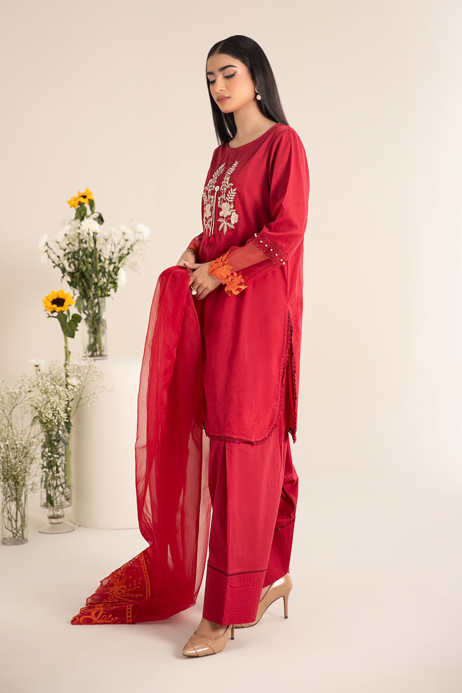 3 Piece Embroidered Self Jacquard Lawn Suit