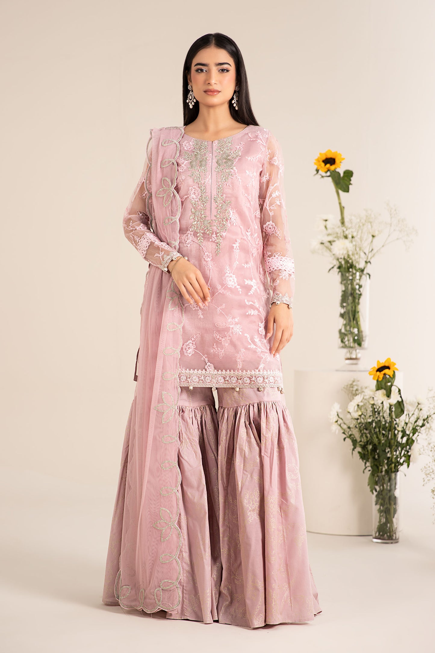 3 Piece Embroidered Cotton Silk Suit