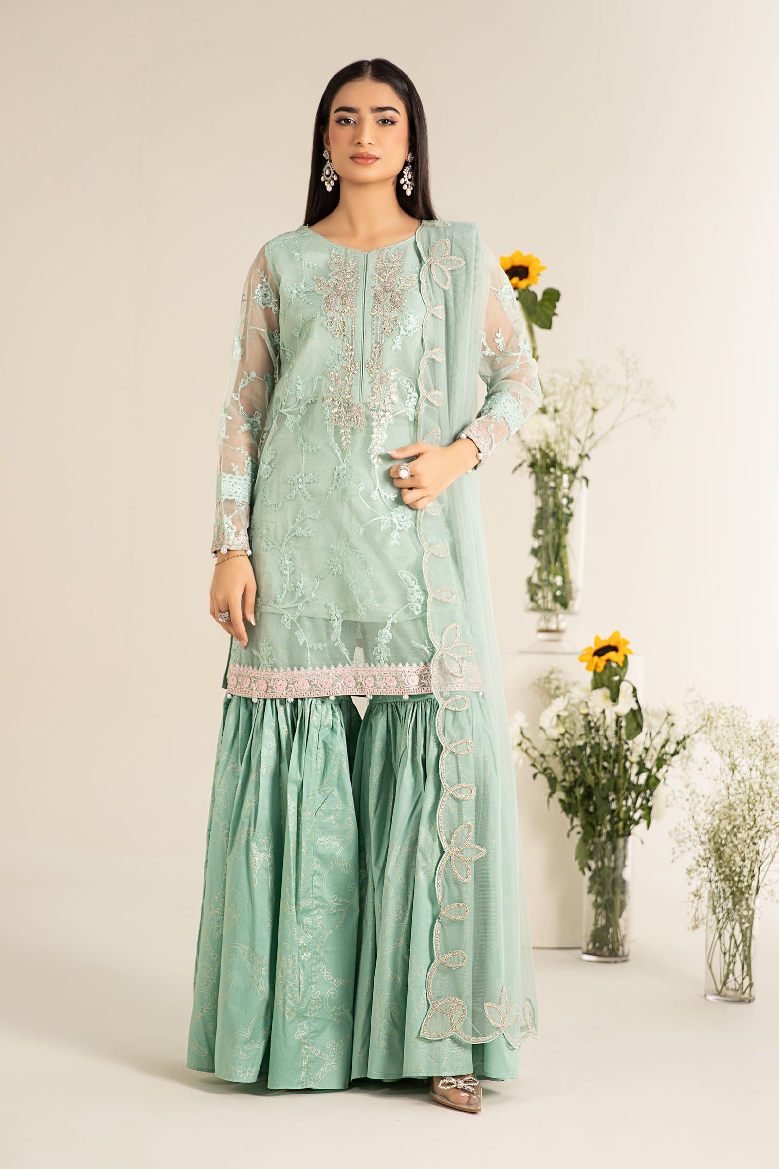 3 Piece Embroidered Cotton Silk Suit