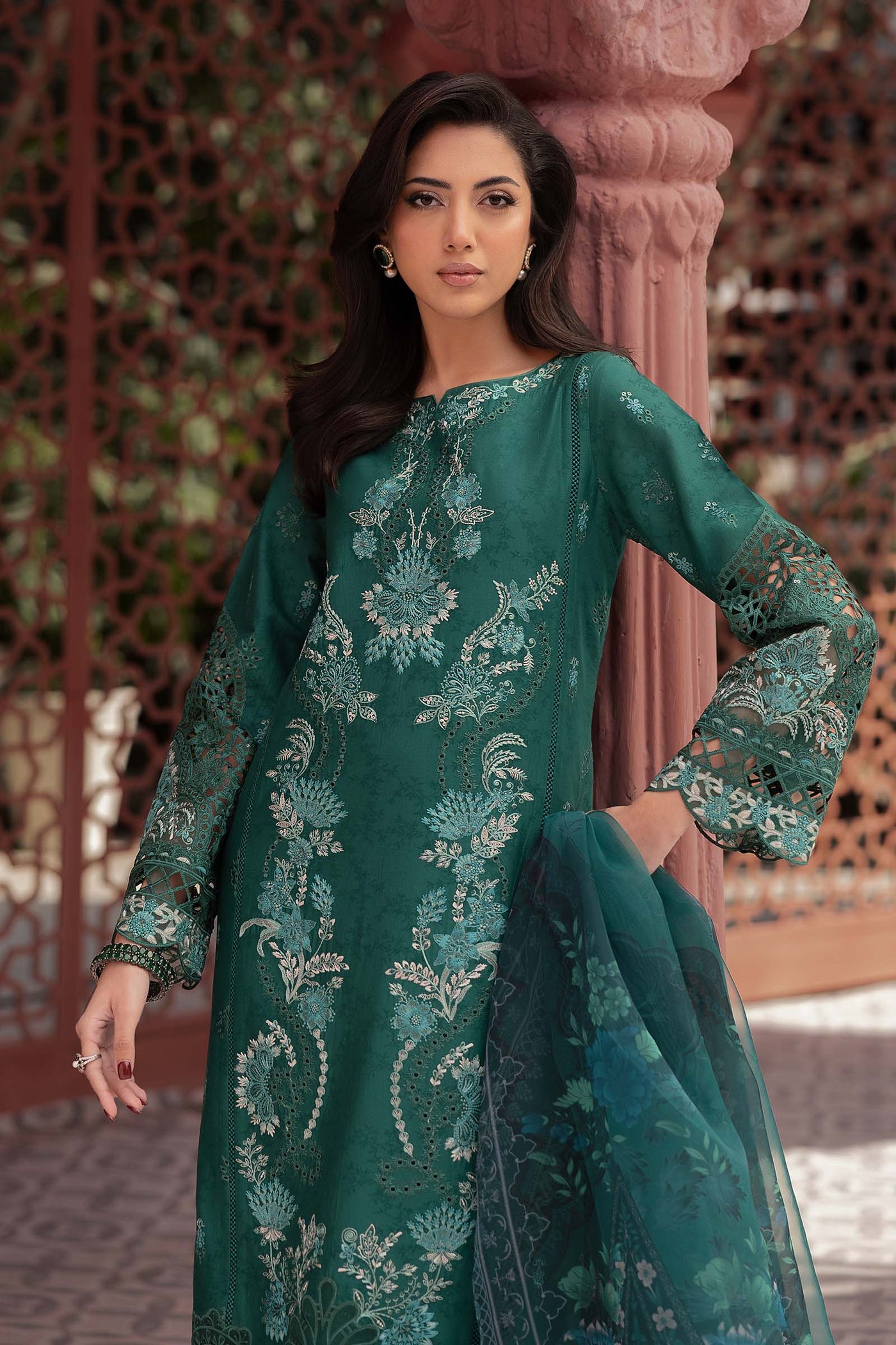 3 Piece Embroidered Self Jacquard Lawn Suit | DW-EF25-47
