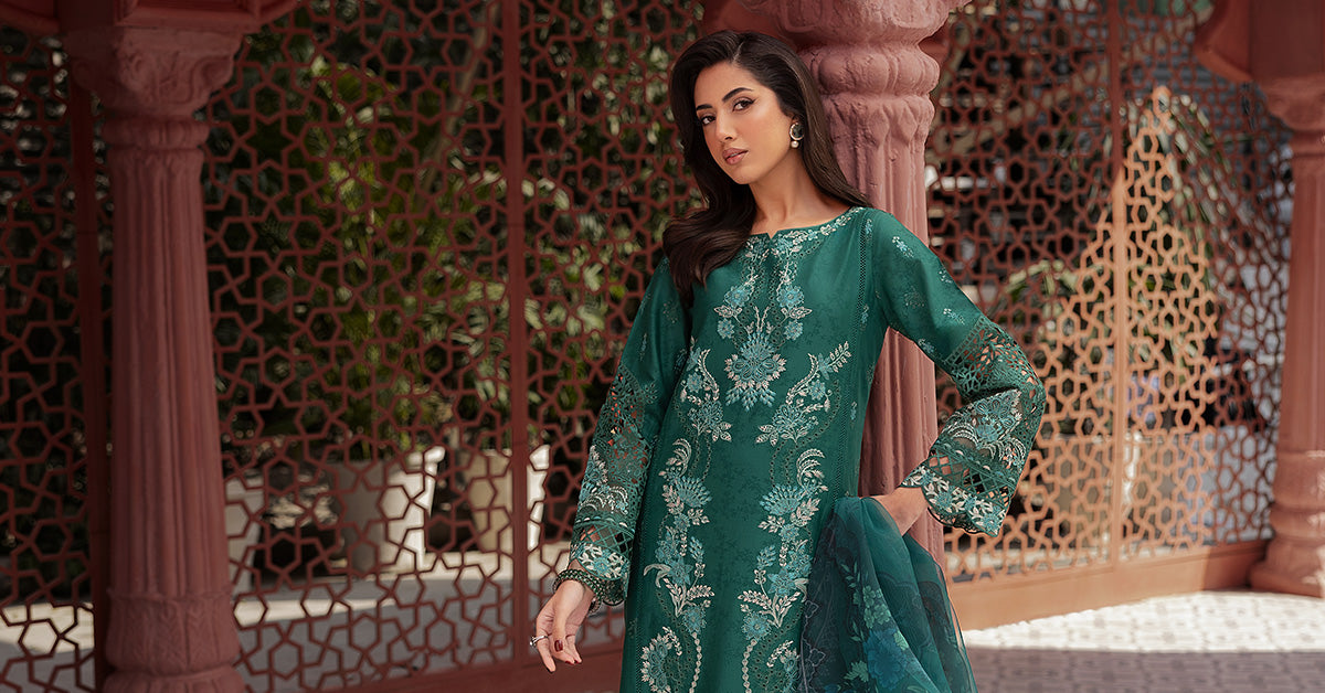 3 Piece Embroidered Self Jacquard Lawn Suit | DW-EF25-47