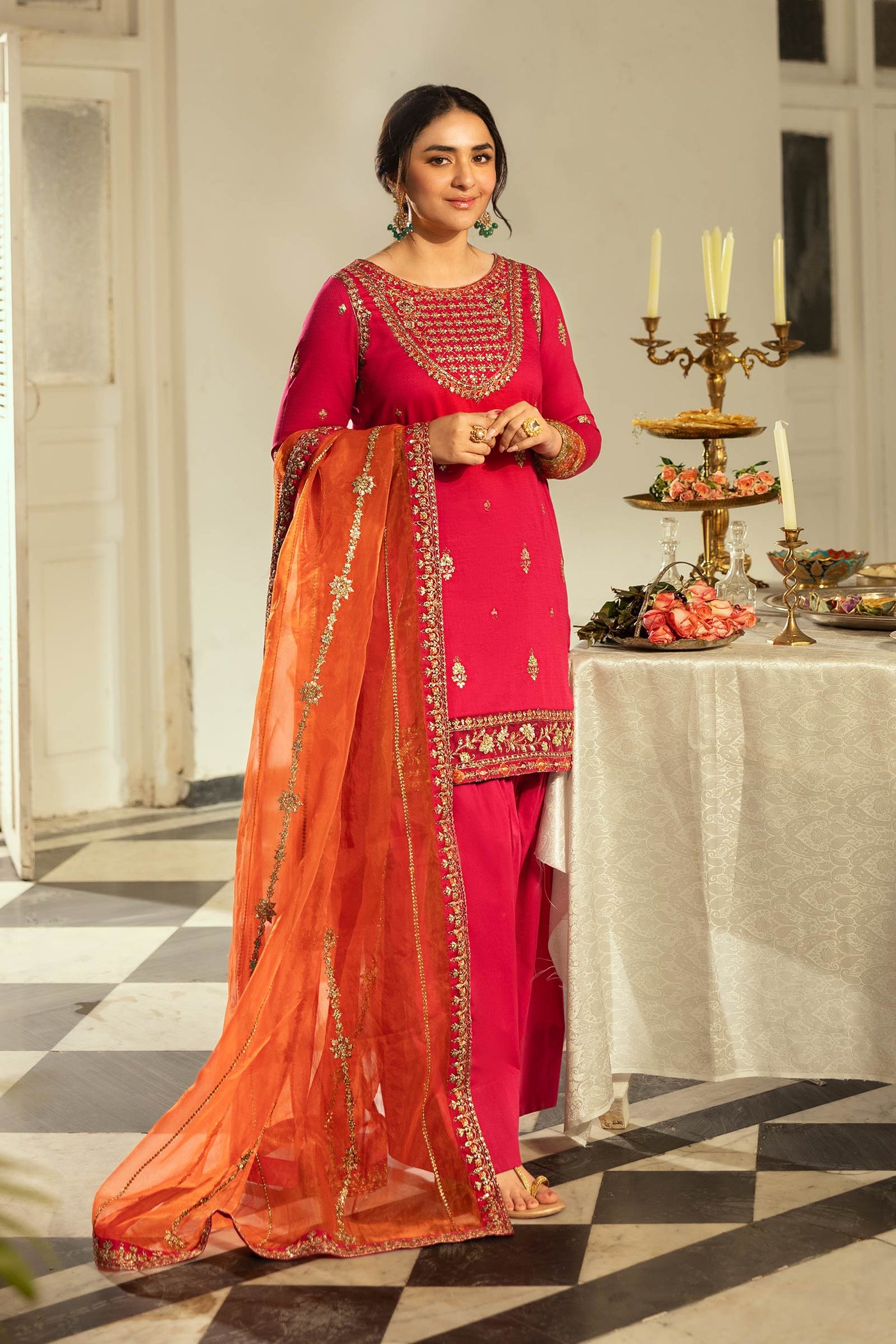 3 Piece Embroidered Dobby Lawn Suit | DW-EF25-58