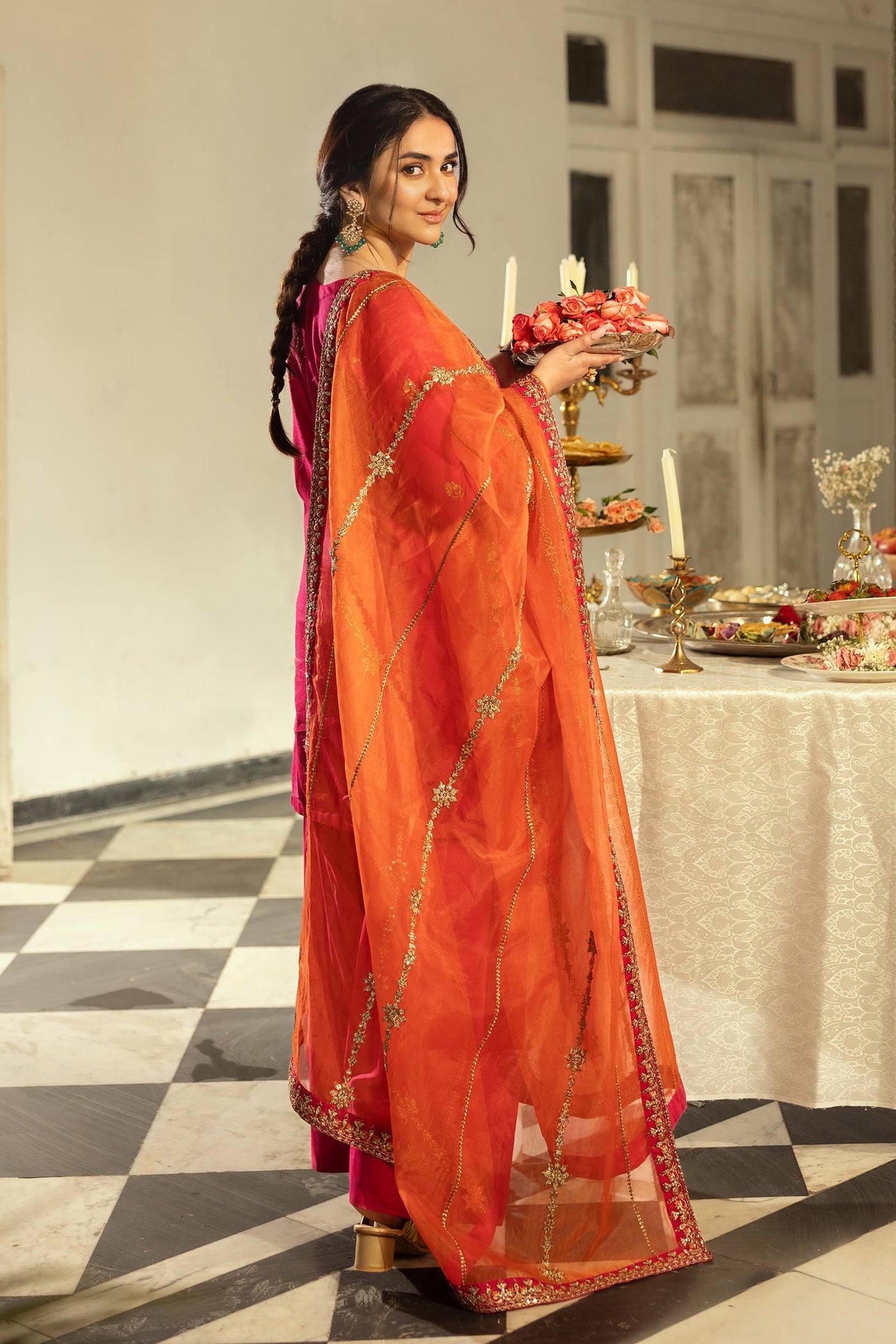 3 Piece Embroidered Dobby Lawn Suit | DW-EF25-58