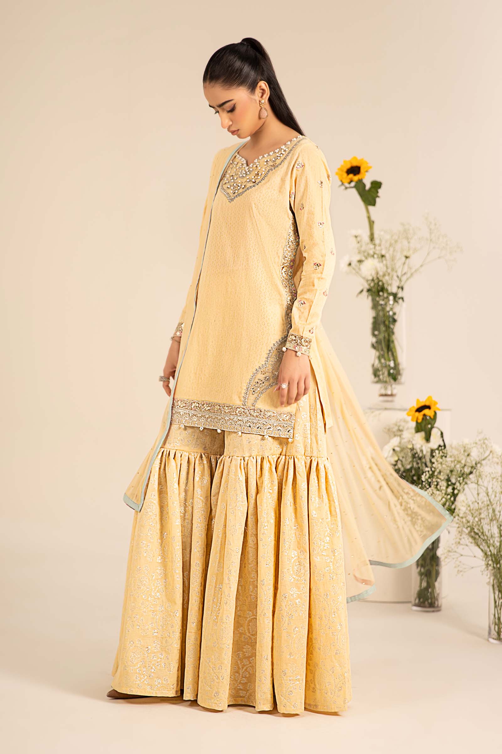 3 Piece Embroidered Dobby Lawn Suit