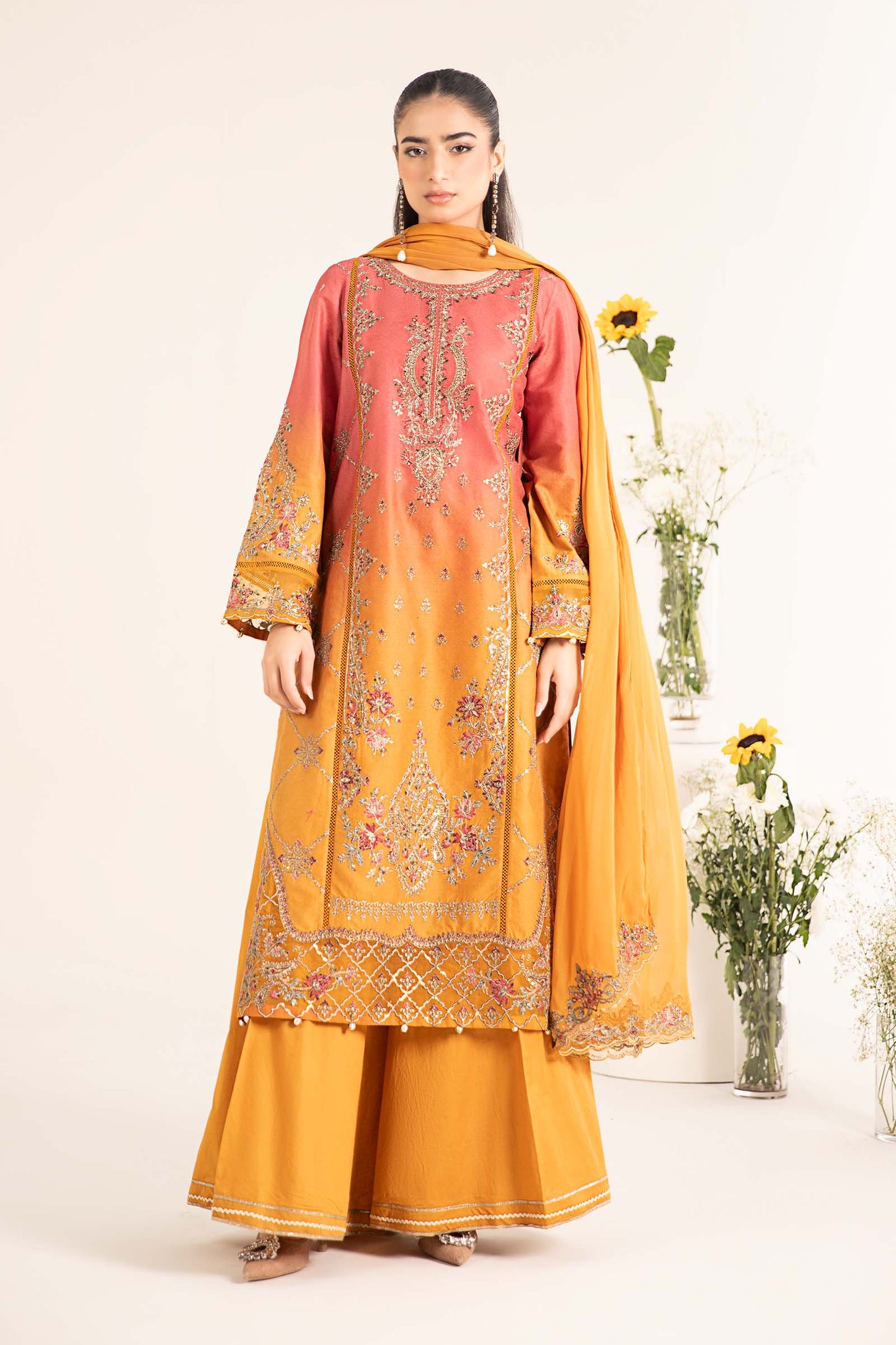 3 Piece Embroidered Self Jacquard Lawn Suit
