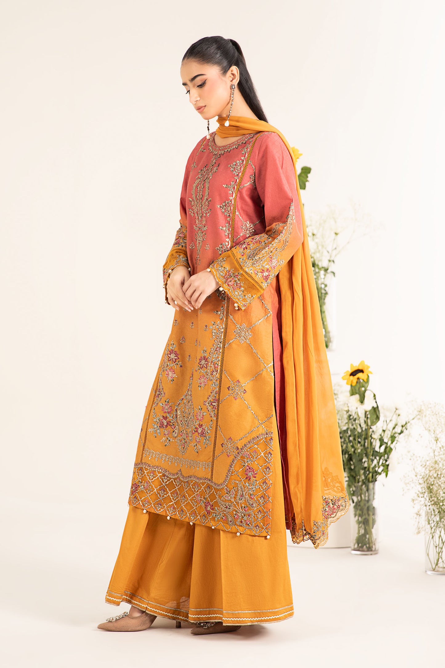 3 Piece Embroidered Self Jacquard Lawn Suit