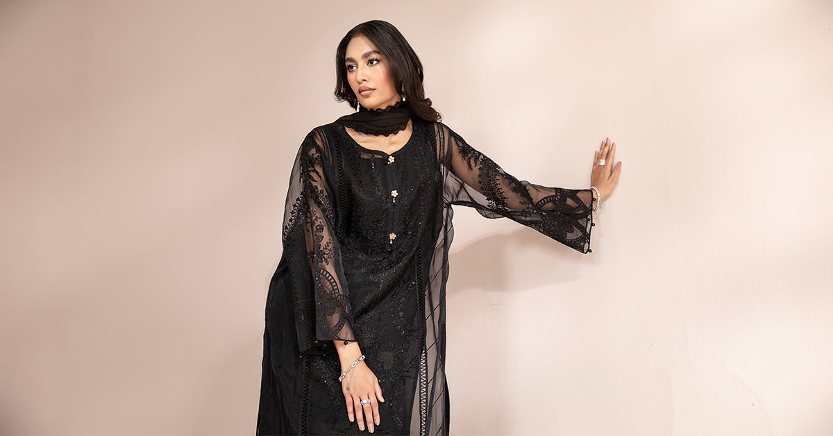 3 Piece Embroidered Organza Suit