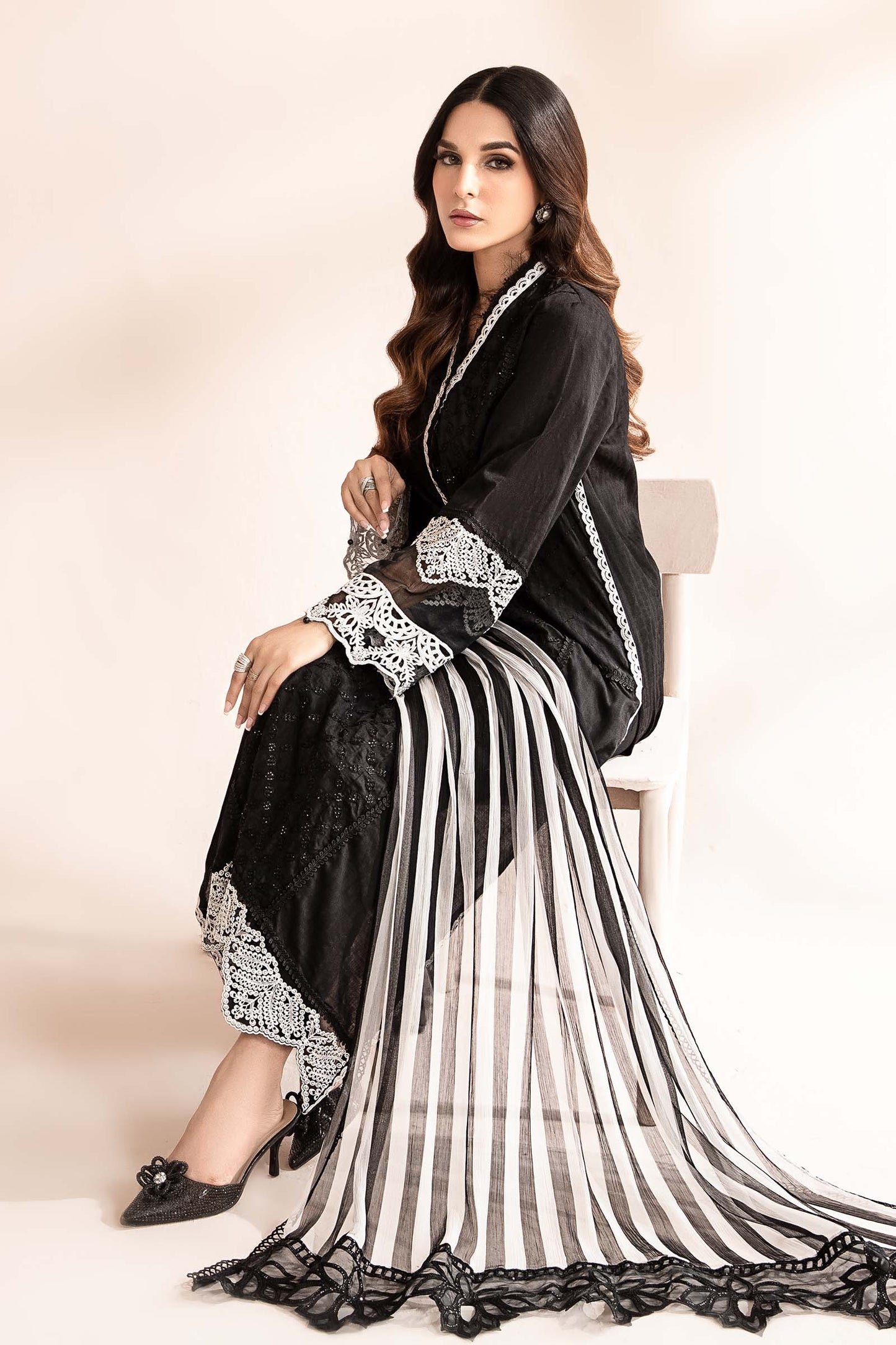 3 Piece Embroidered Self Jacquard Lawn Suit