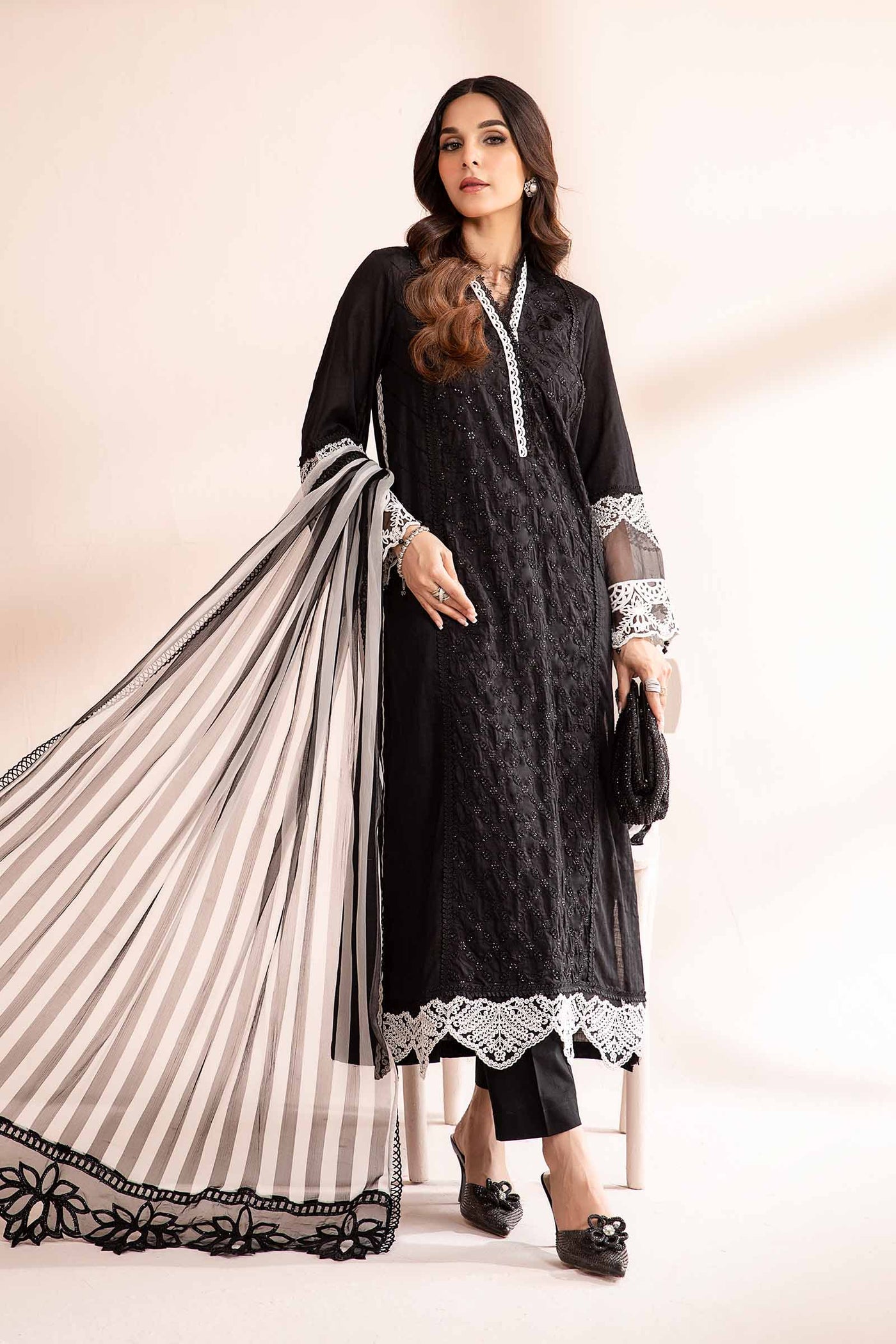 3 Piece Embroidered Self Jacquard Lawn Suit