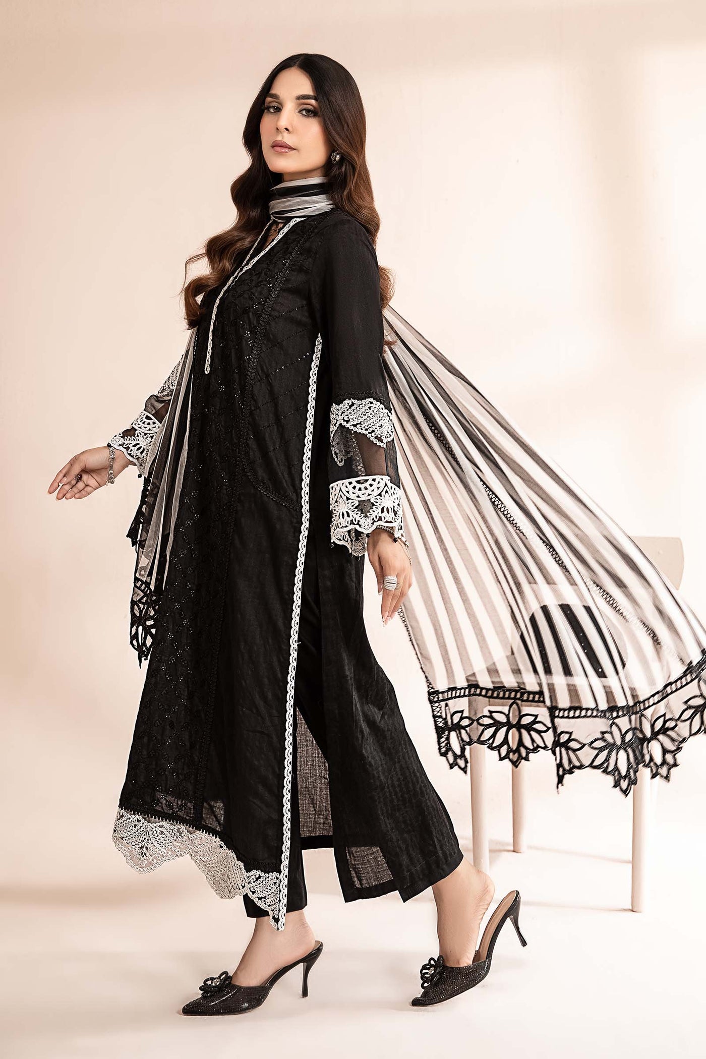 3 Piece Embroidered Self Jacquard Lawn Suit