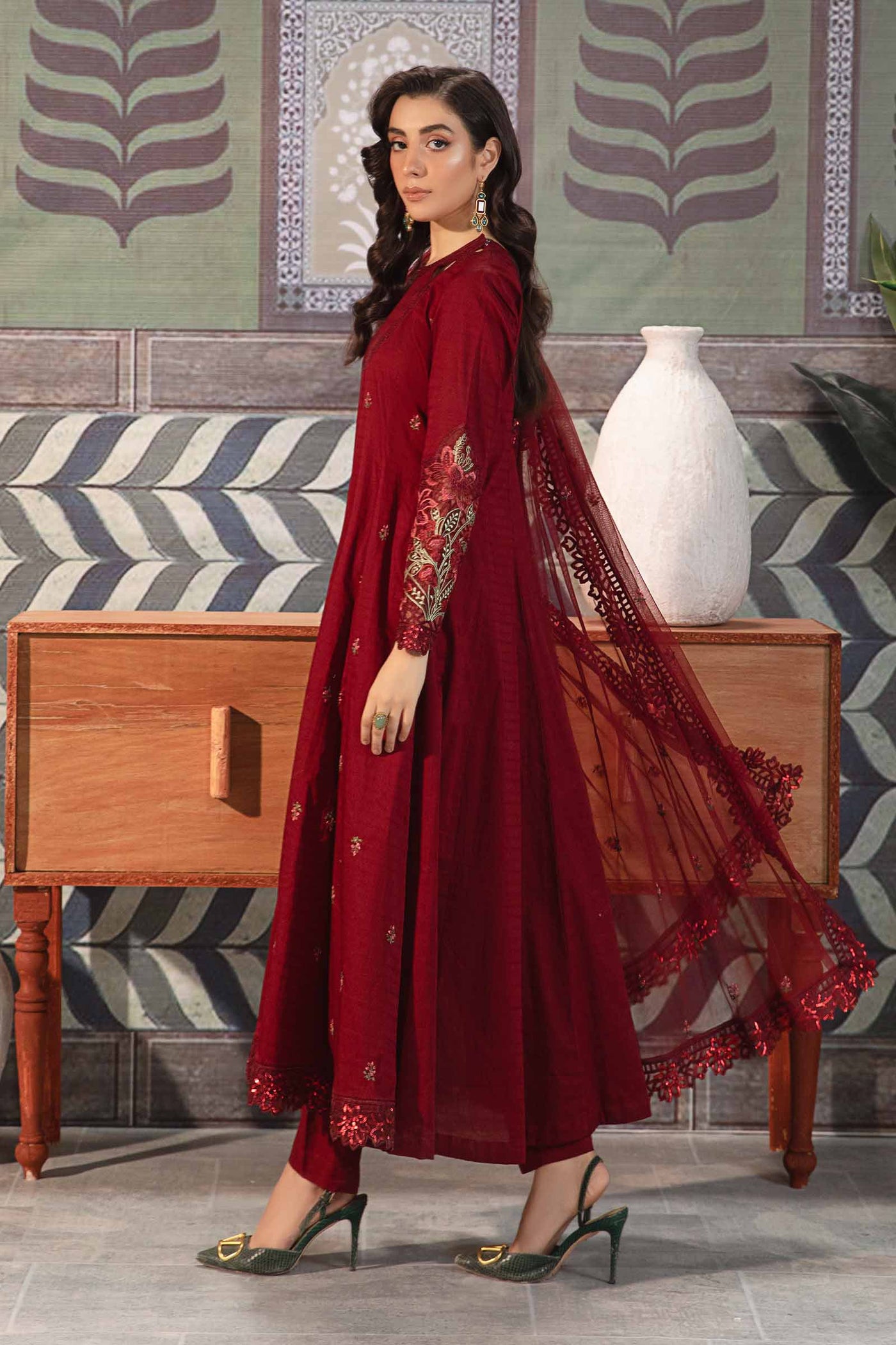 3 Piece Embroidered Dobby Lawn Suit