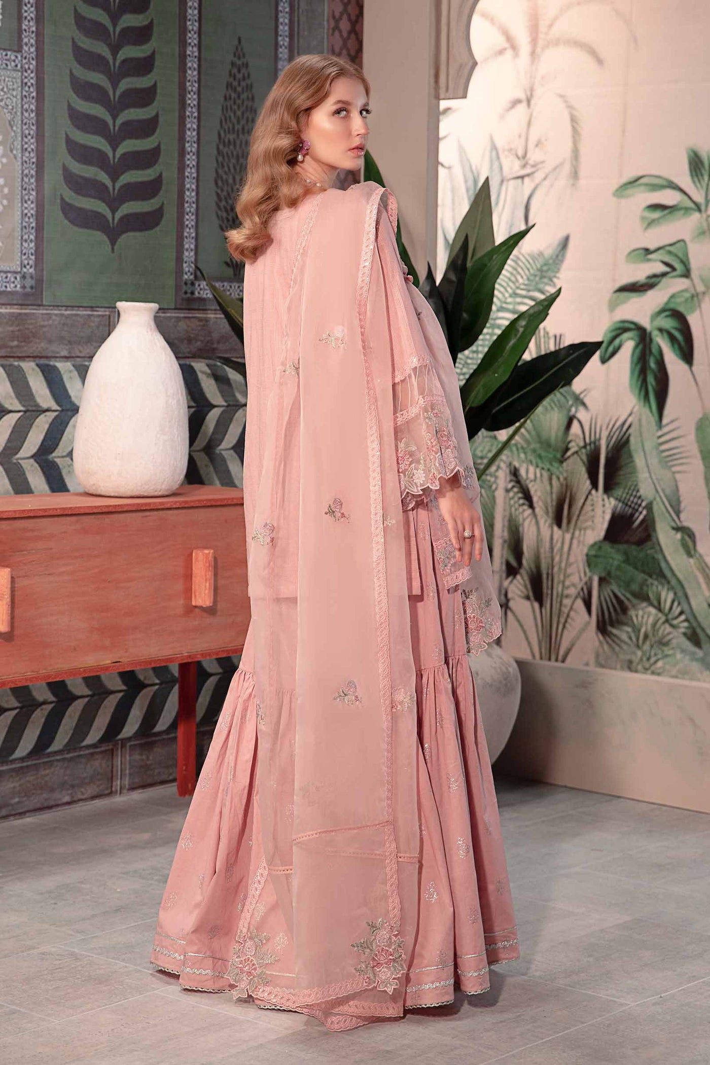 3 Piece Embroidered Cotton Doria Suit