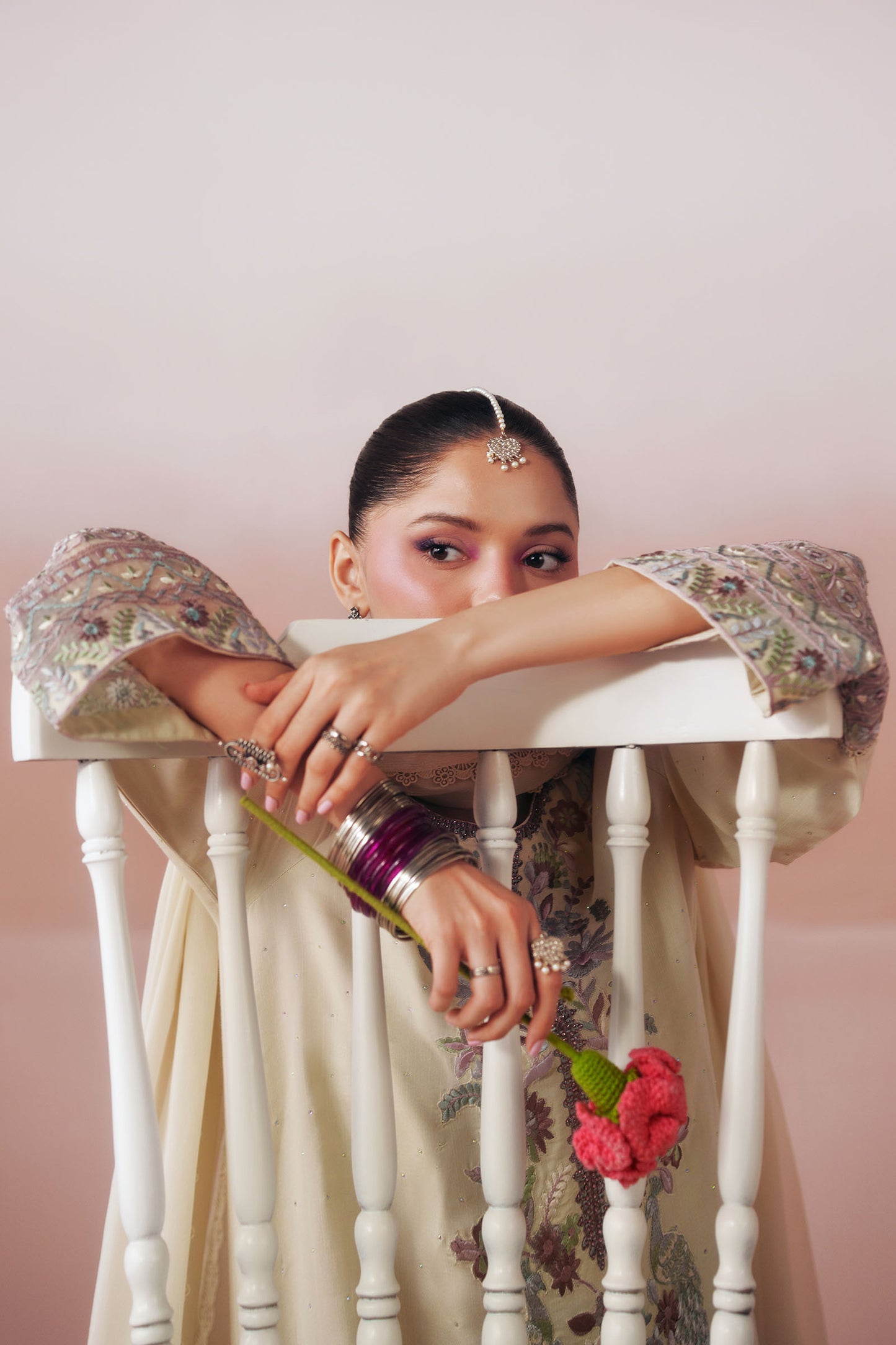 3 Piece Embroidered Raw Silk Suit