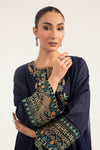 3 Piece Embroidered Raw Silk Suit