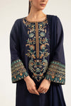 3 Piece Embroidered Raw Silk Suit