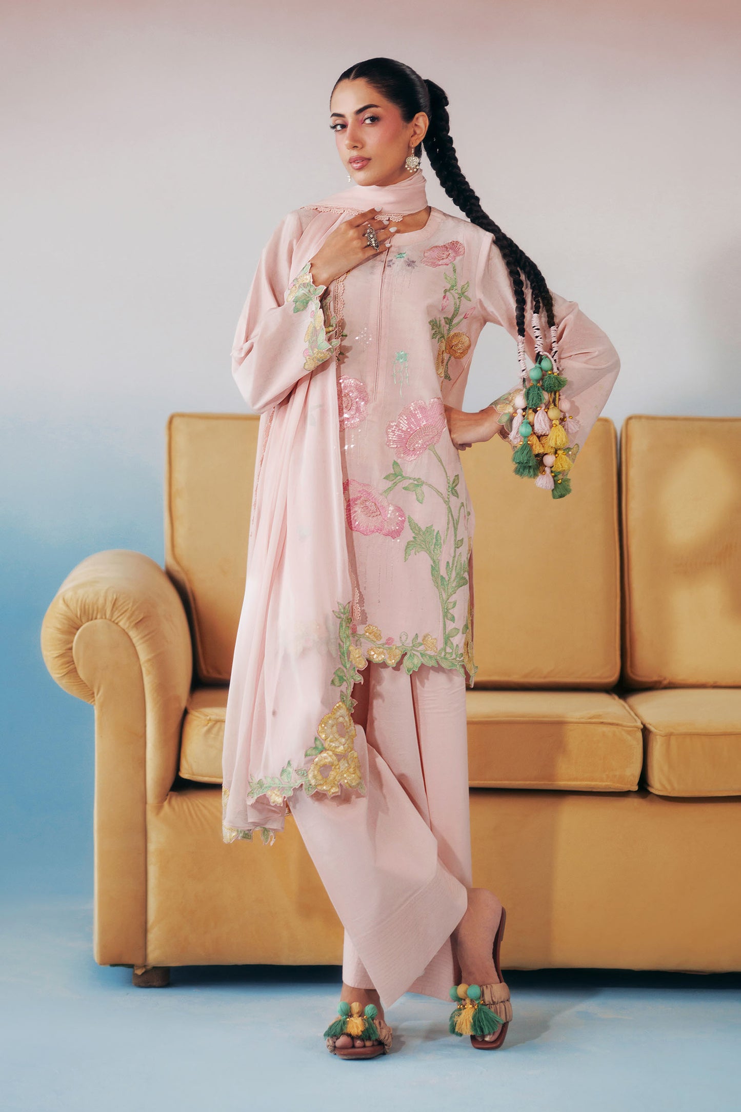 3 Piece Embroidered Dobby Lawn Suit