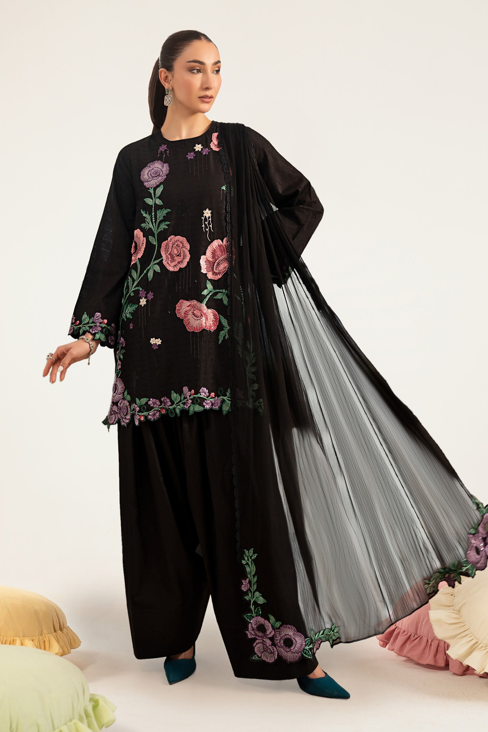 3 Piece Embroidered Dobby Lawn Suit