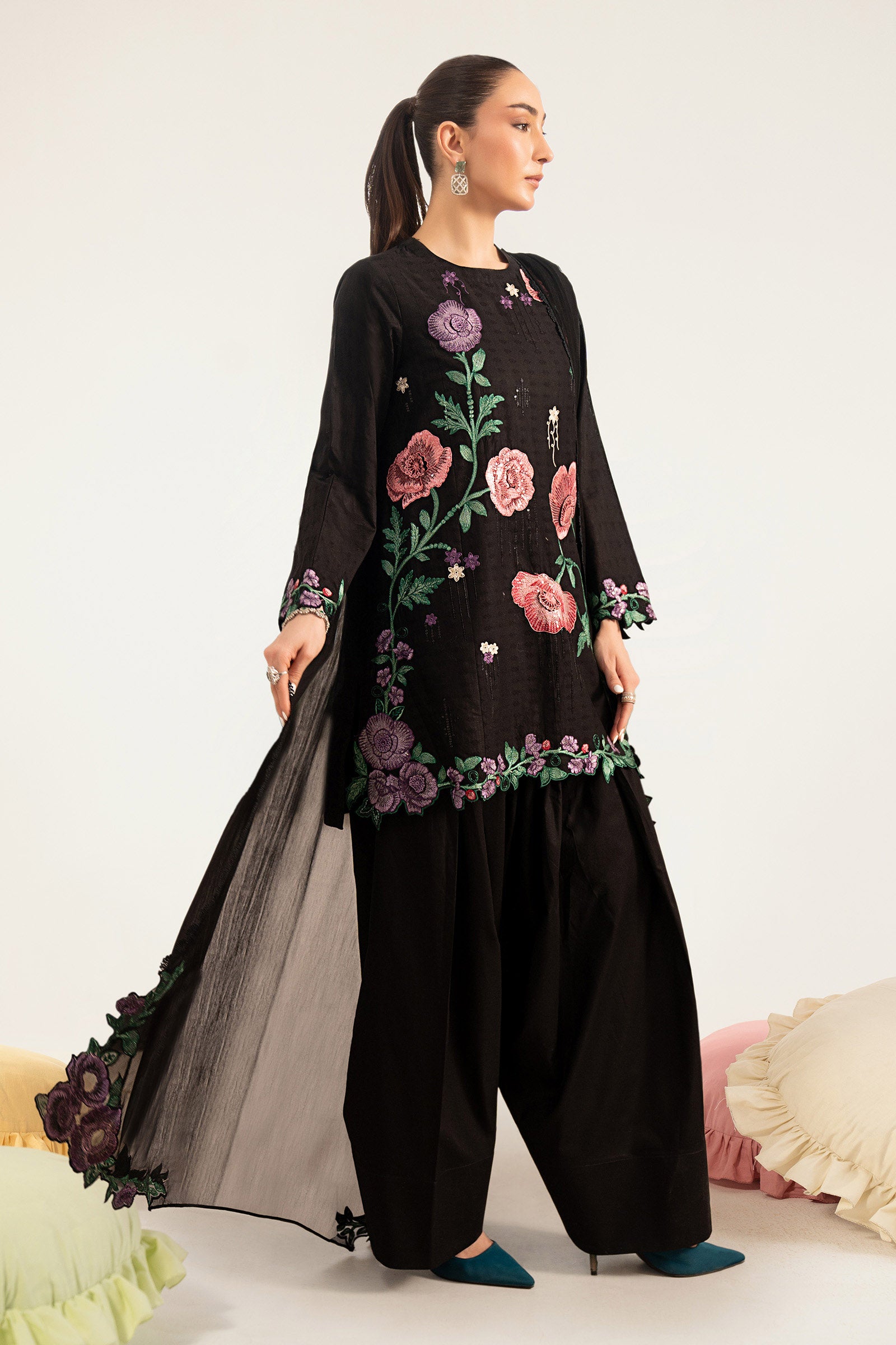 3 Piece Embroidered Dobby Lawn Suit