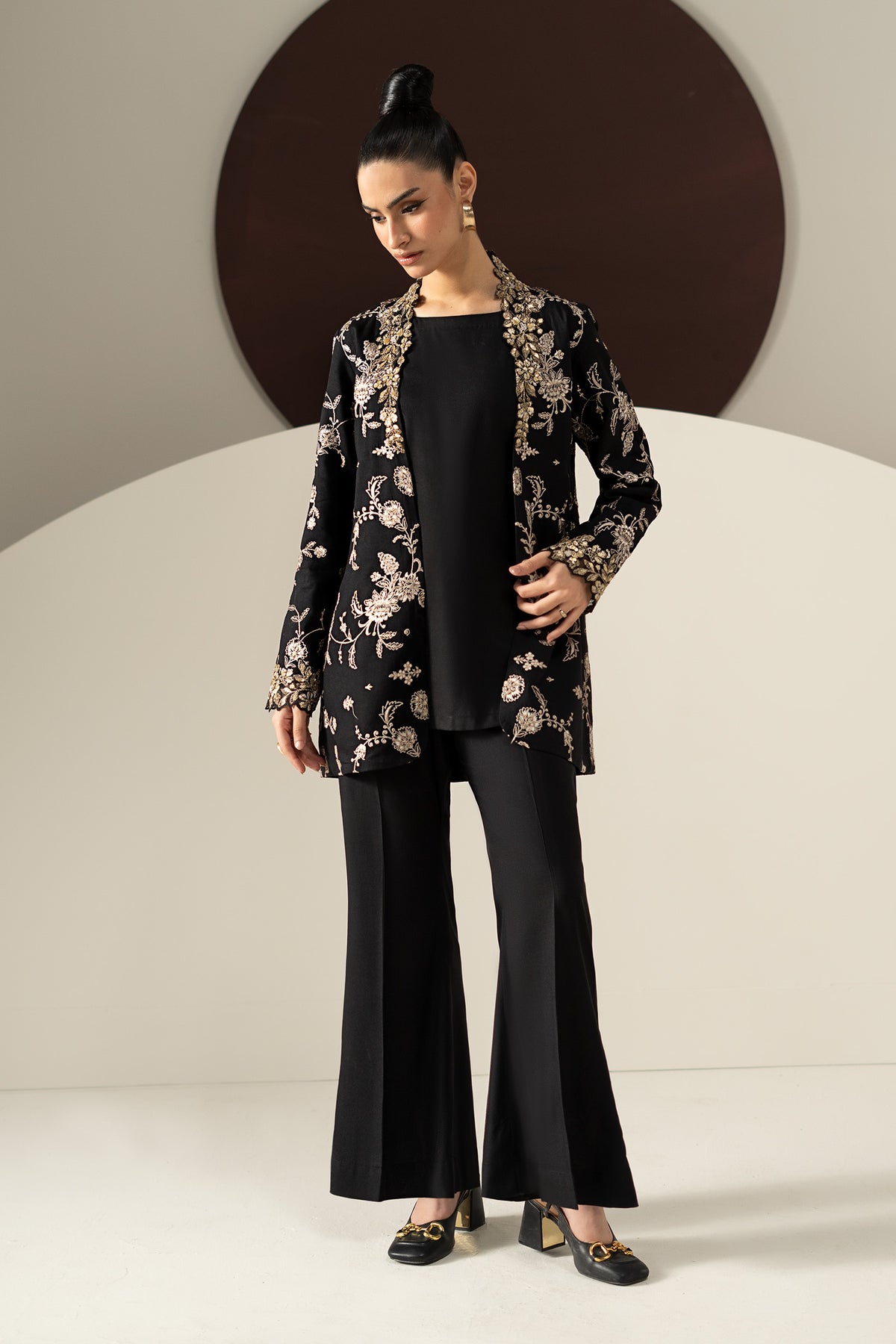 2 Piece Embroidered Linen Suit