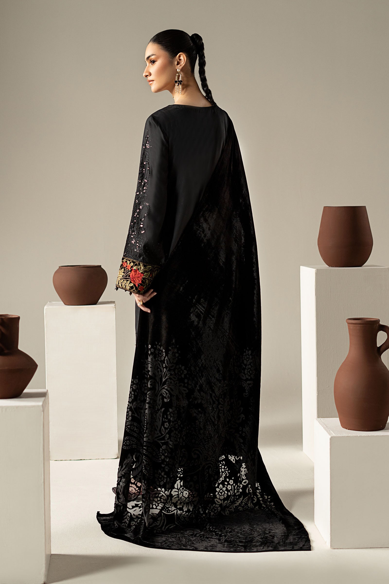 3 Piece Embroidered Linen Suit