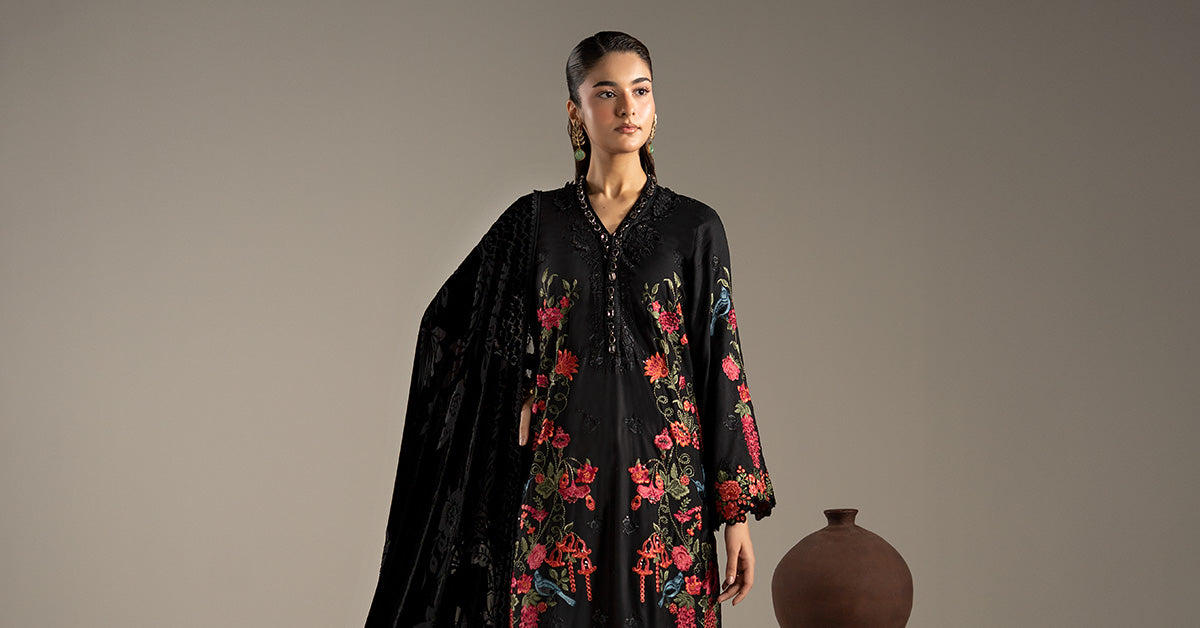 3 Piece Embroidered Linen Suit