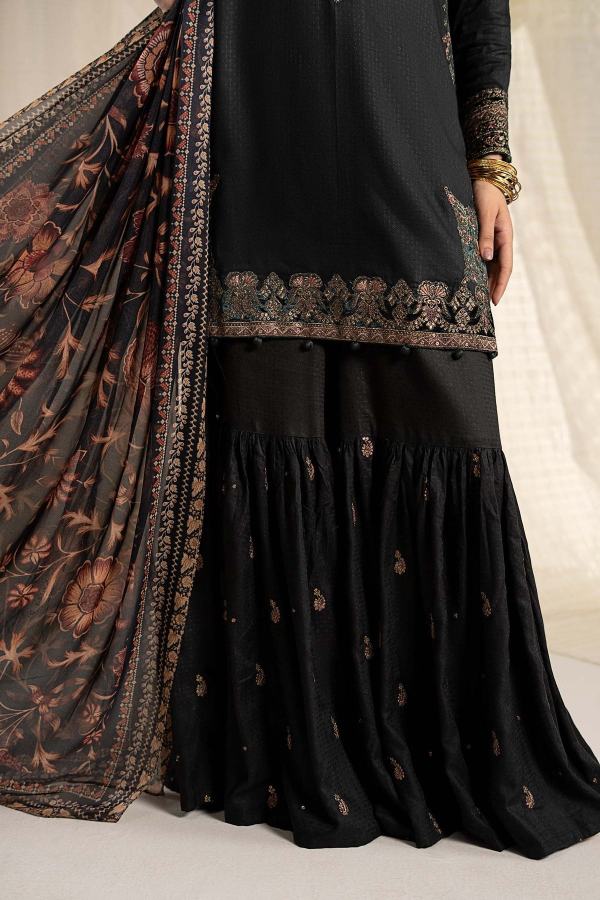 3 Piece Embroidered Dobby Linen Suit