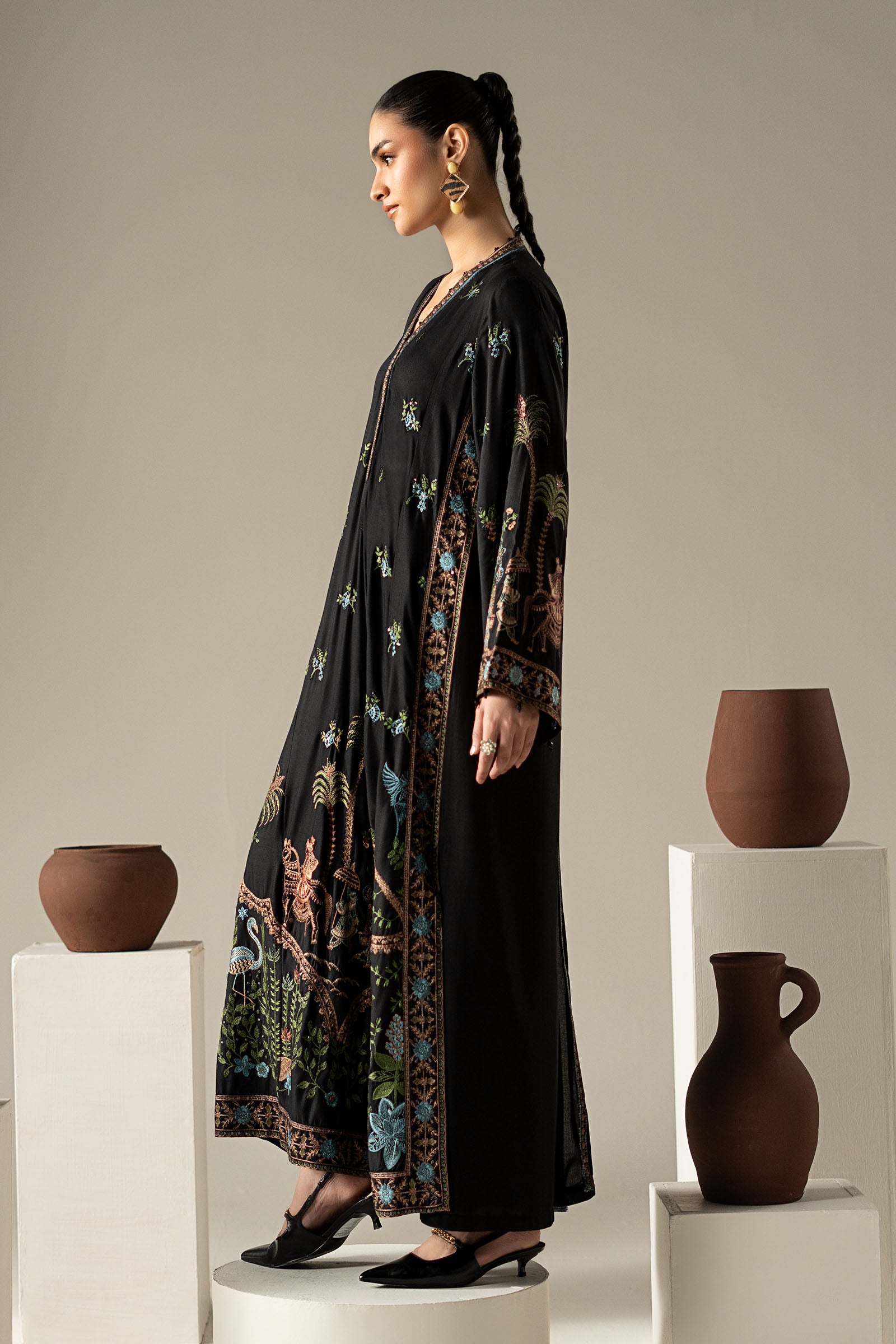 3 Piece Embroidered Linen Suit