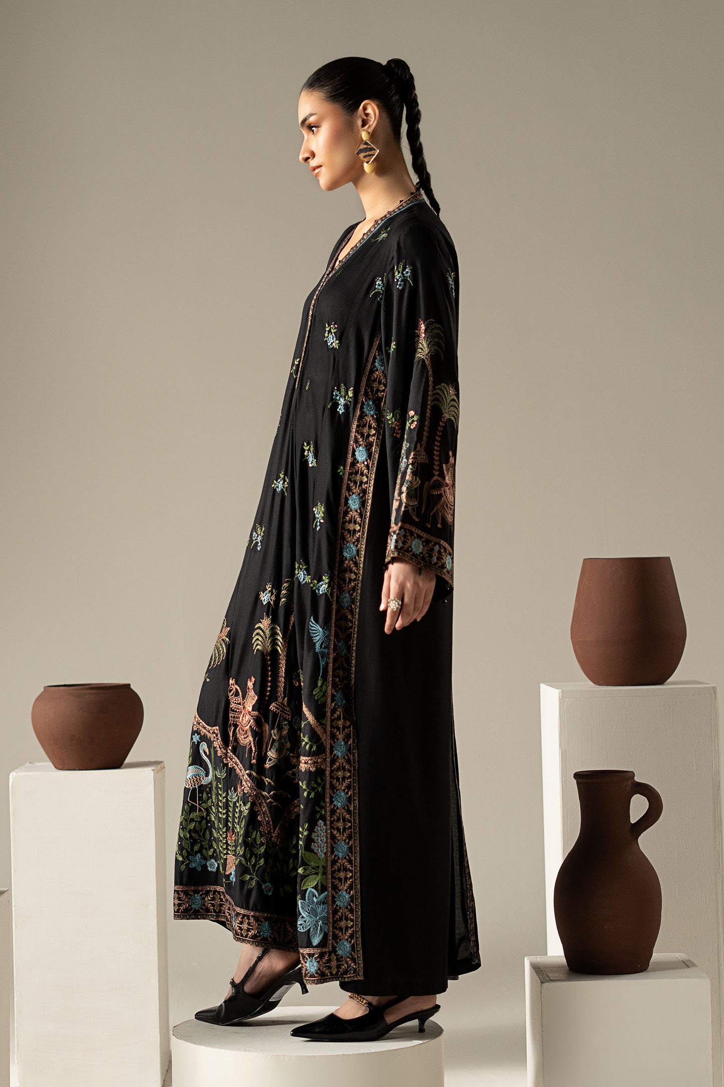 3 Piece Embroidered Linen Suit