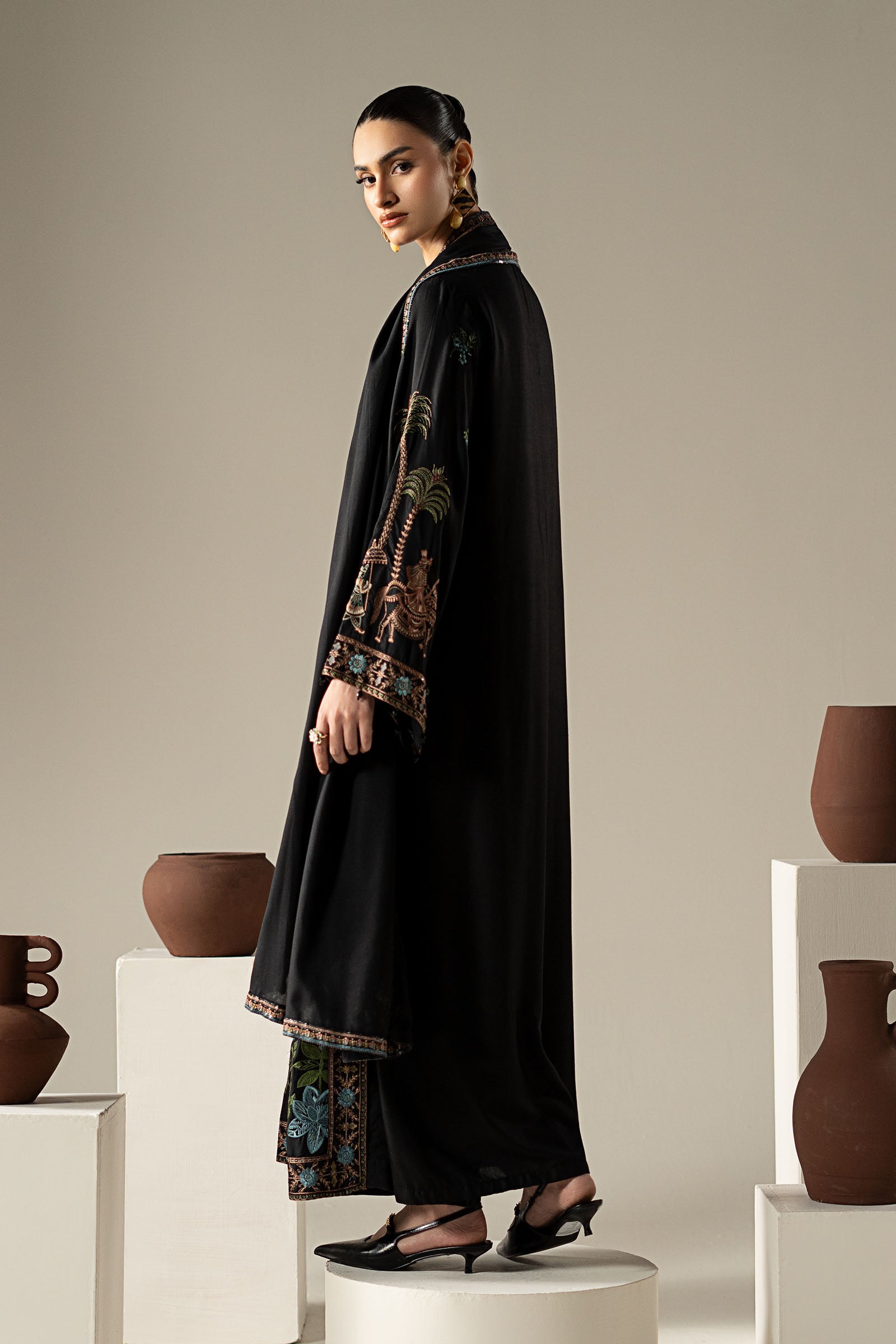 3 Piece Embroidered Linen Suit