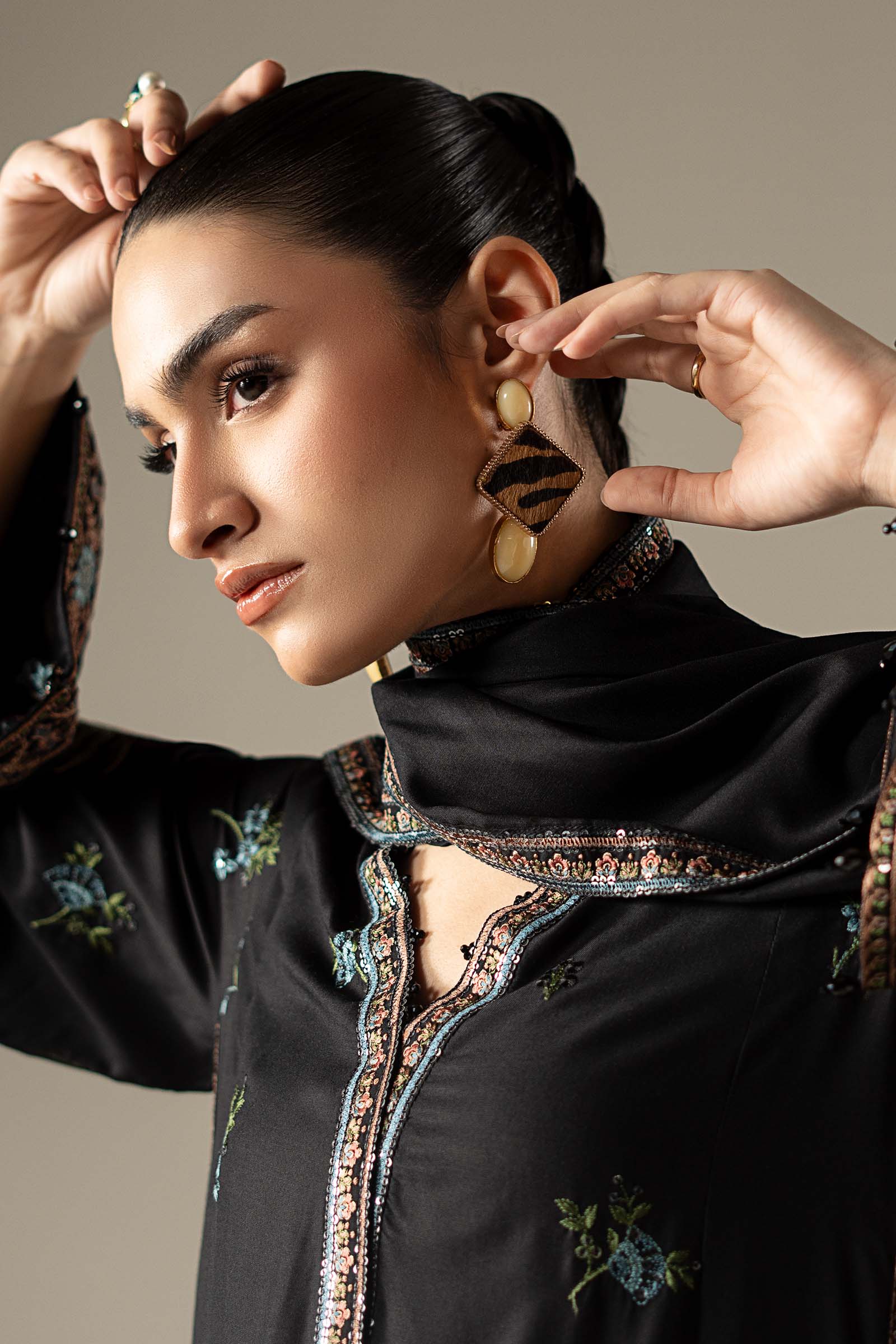 3 Piece Embroidered Linen Suit