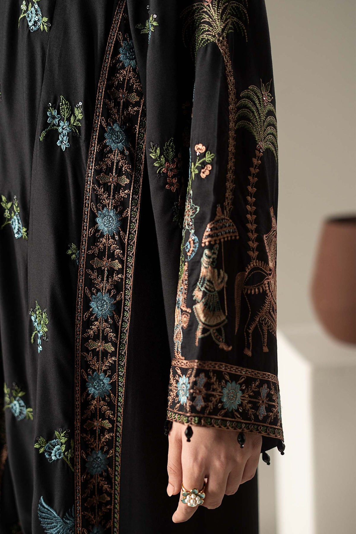 3 Piece Embroidered Linen Suit