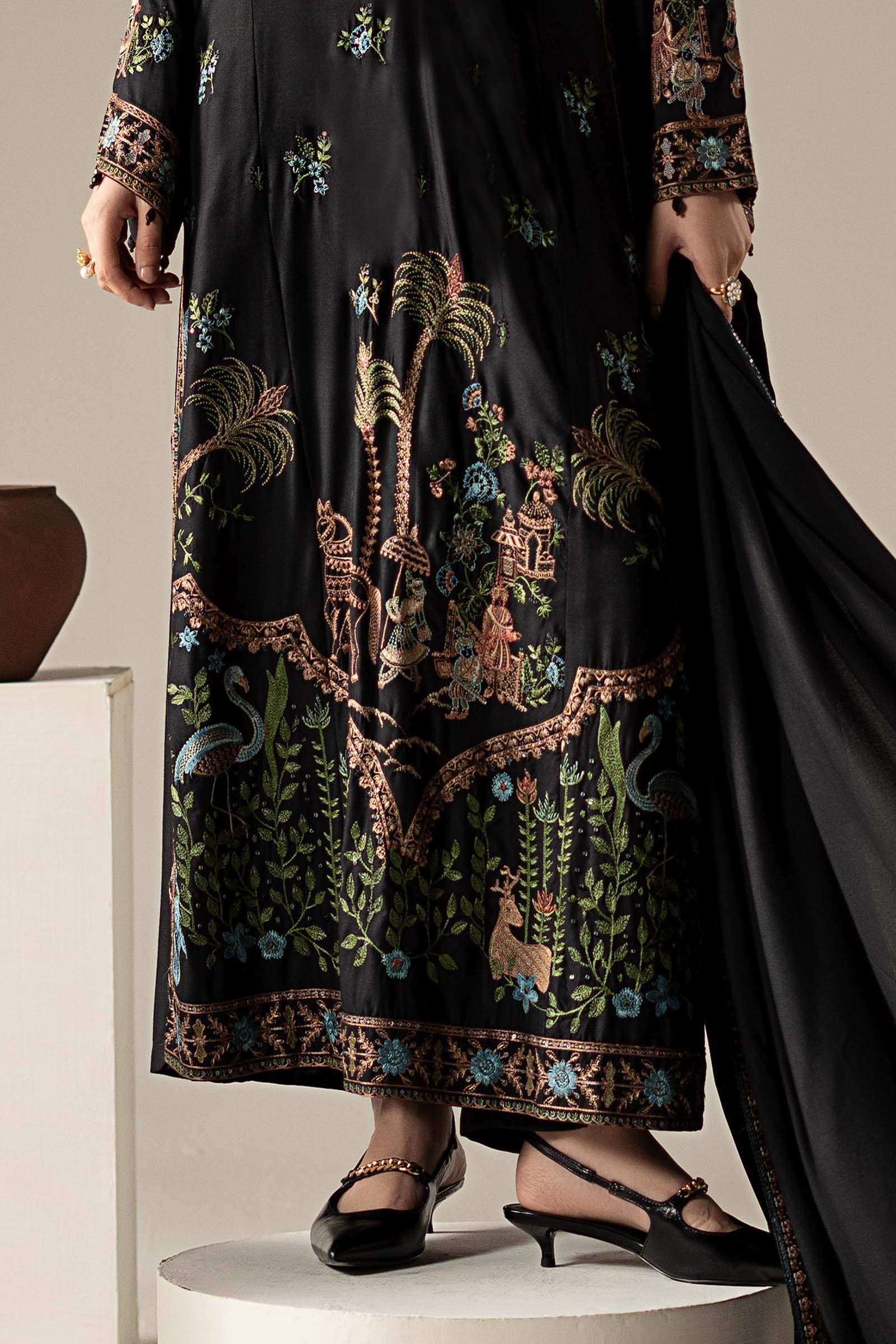3 Piece Embroidered Linen Suit