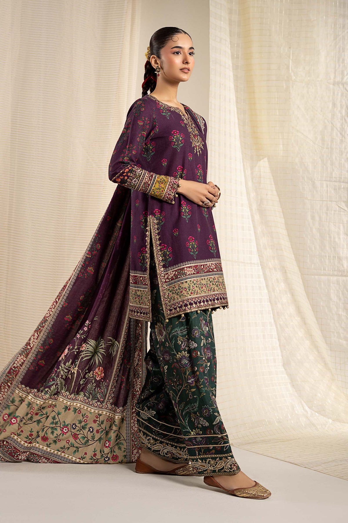 3 Piece Embroidered Khaddar Suit