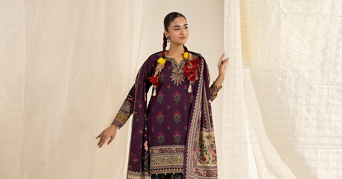 3 Piece Embroidered Khaddar Suit