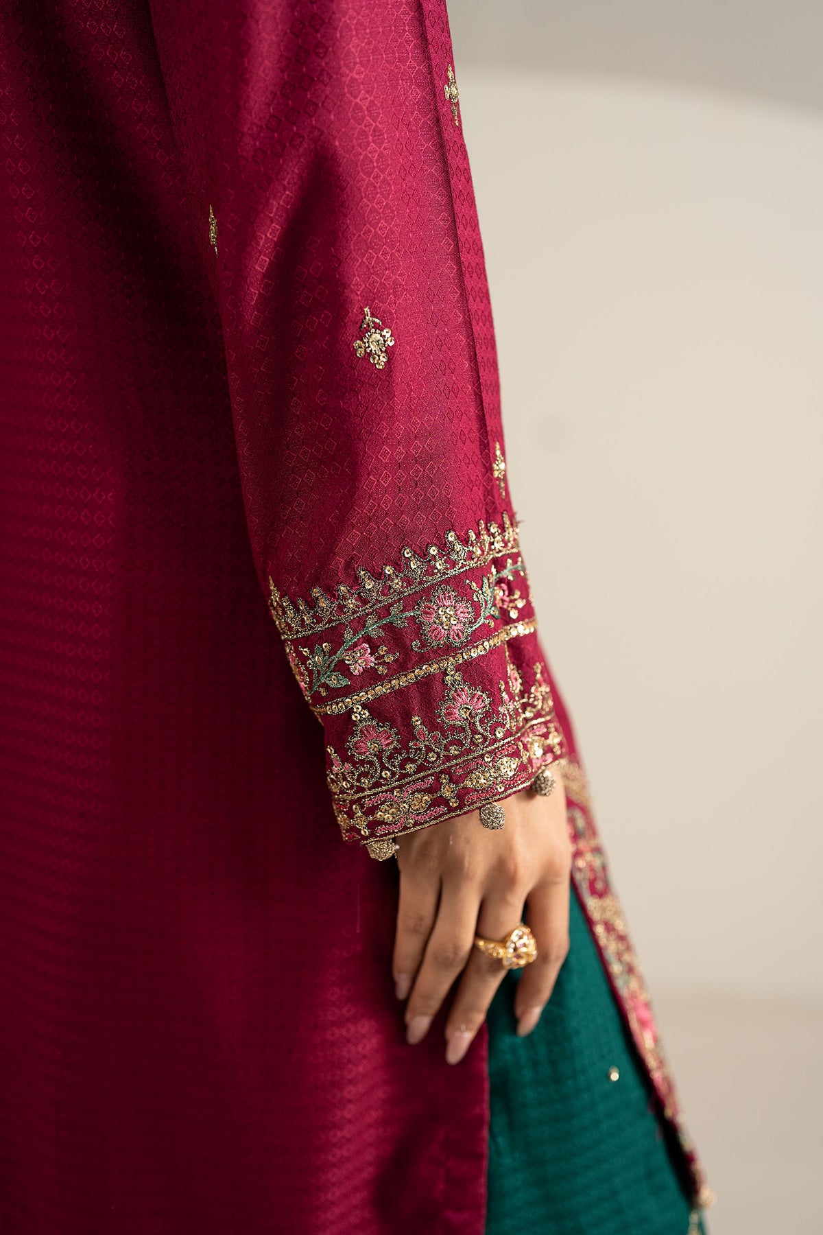 3 Piece Embroidered Dobby Linen Suit