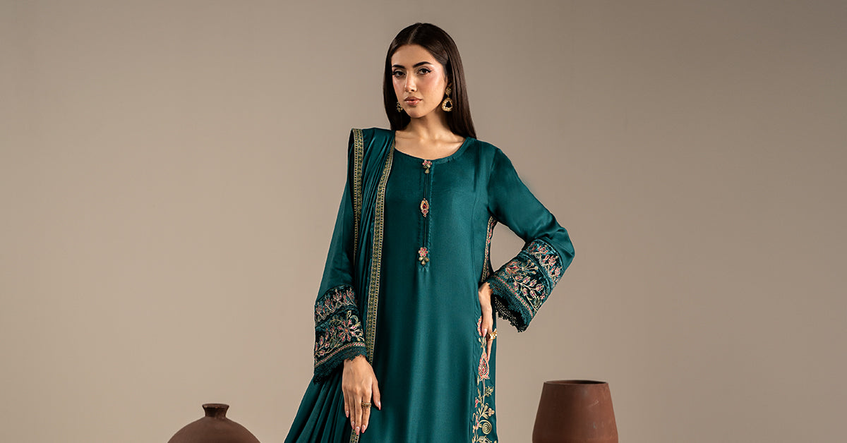 3 Piece Embroidered Marina Twill Suit