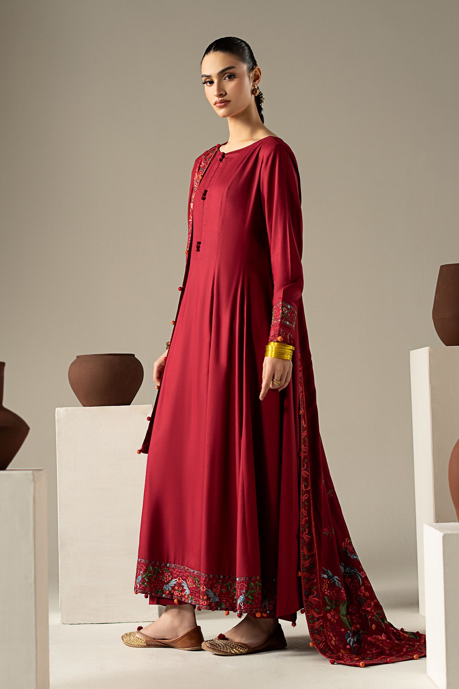 3 Piece Embroidered Linen Suit