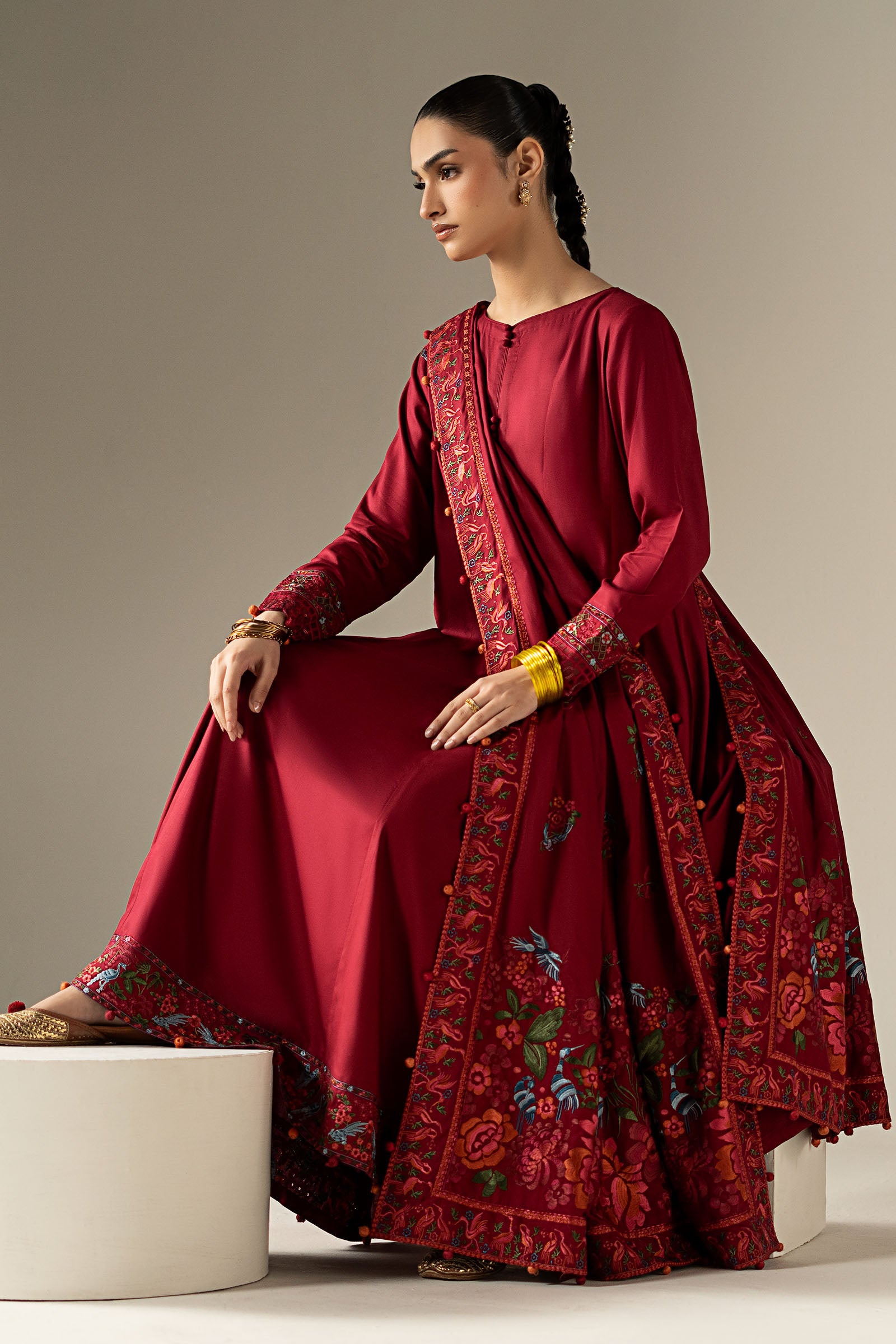 3 Piece Embroidered Linen Suit