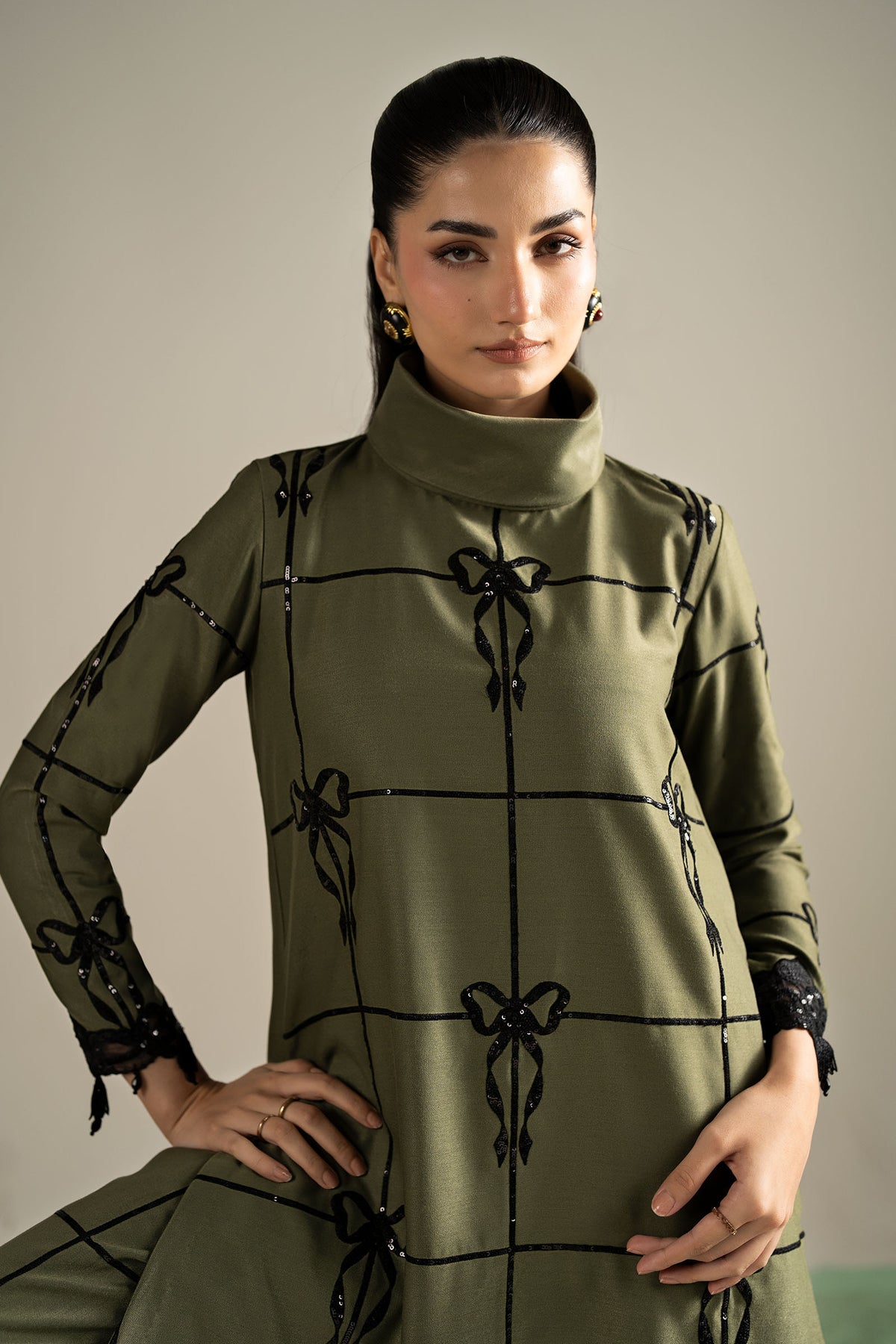 2 Piece Embroidered Dobby Linen Suit