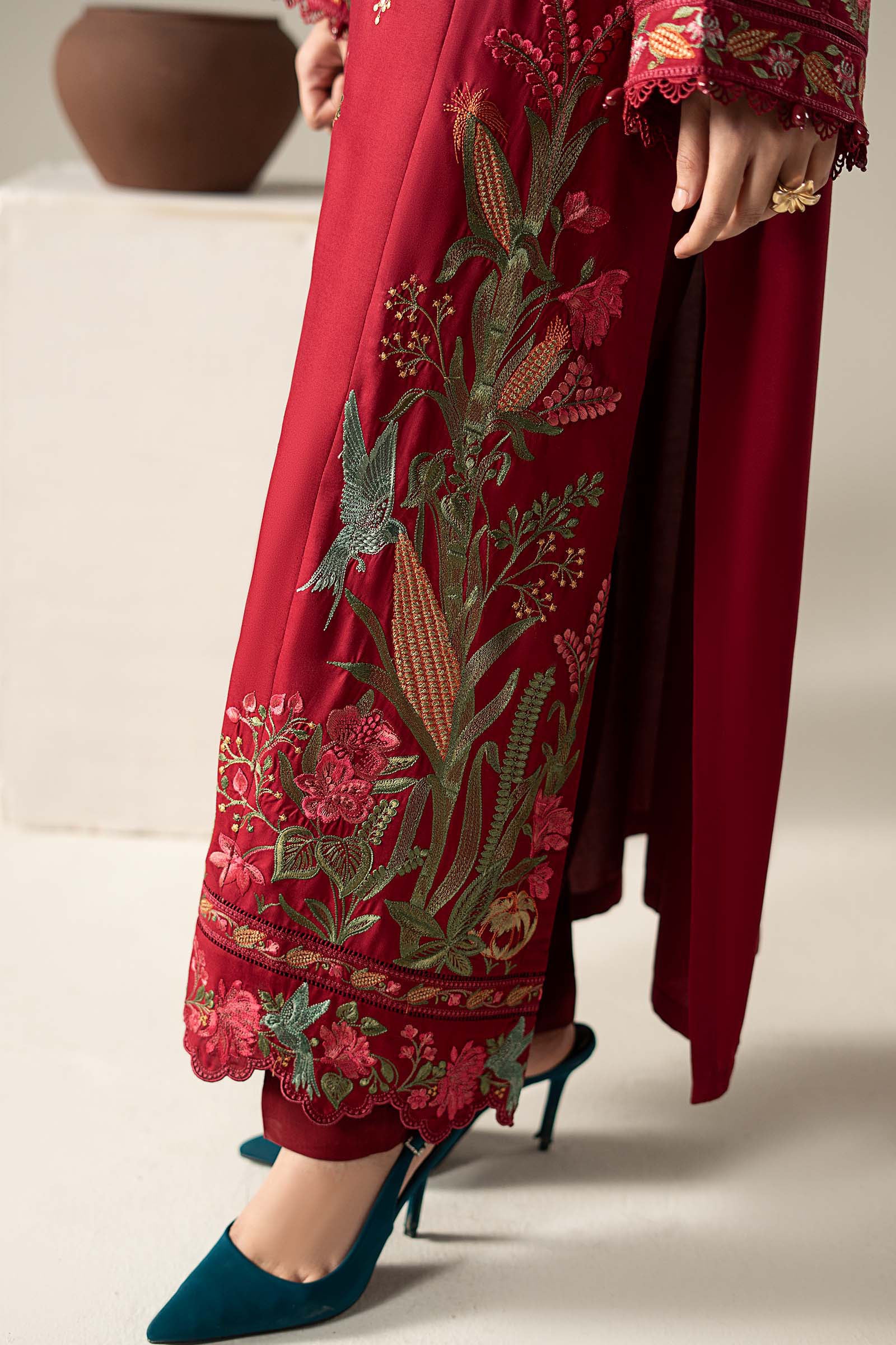 3 Piece Embroidered Linen Suit