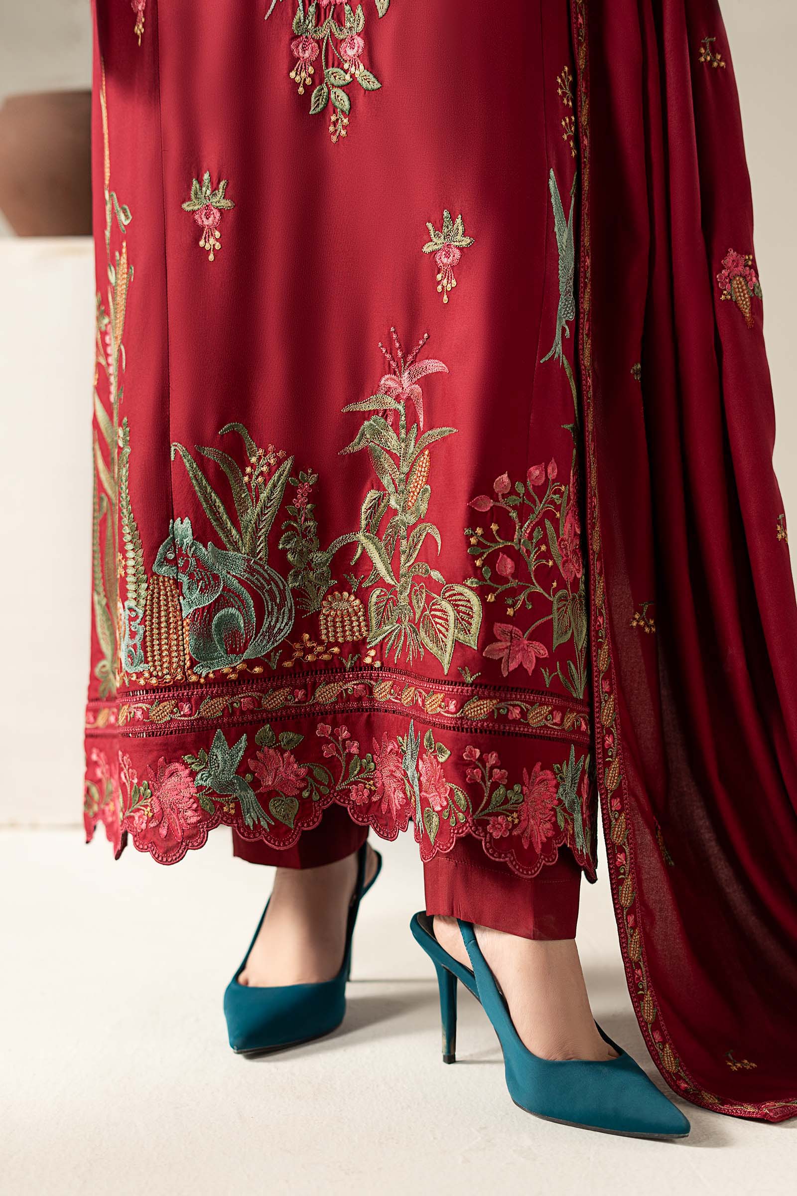 3 Piece Embroidered Linen Suit