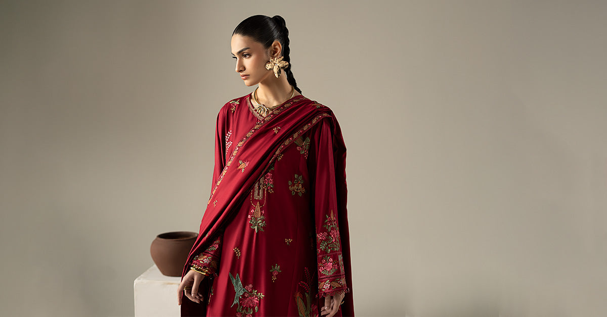 3 Piece Embroidered Linen Suit