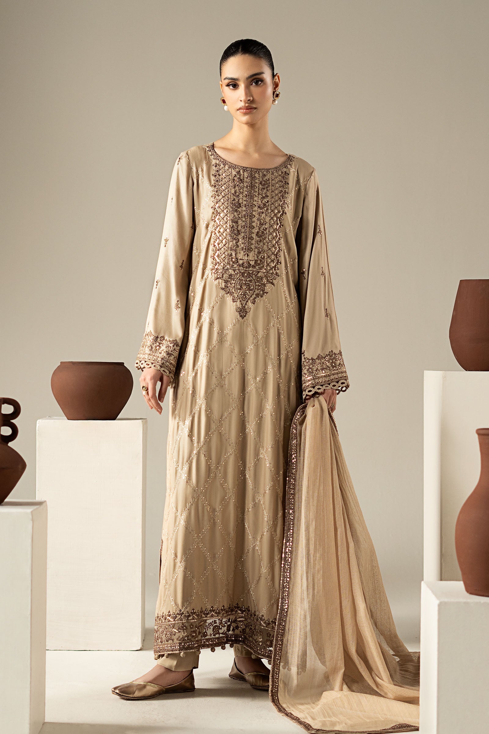 3 Piece Embroidered Marina Twill Suit
