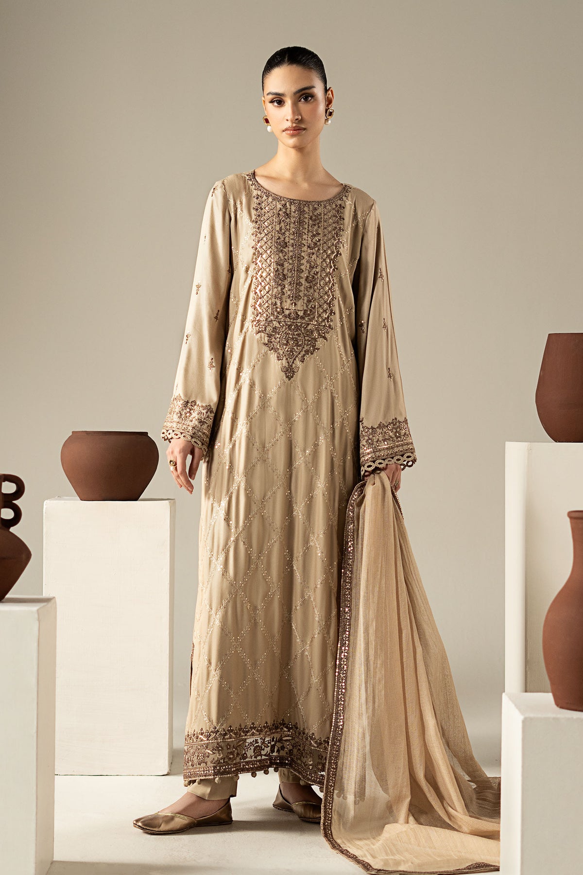 3 Piece Embroidered Marina Twill Suit
