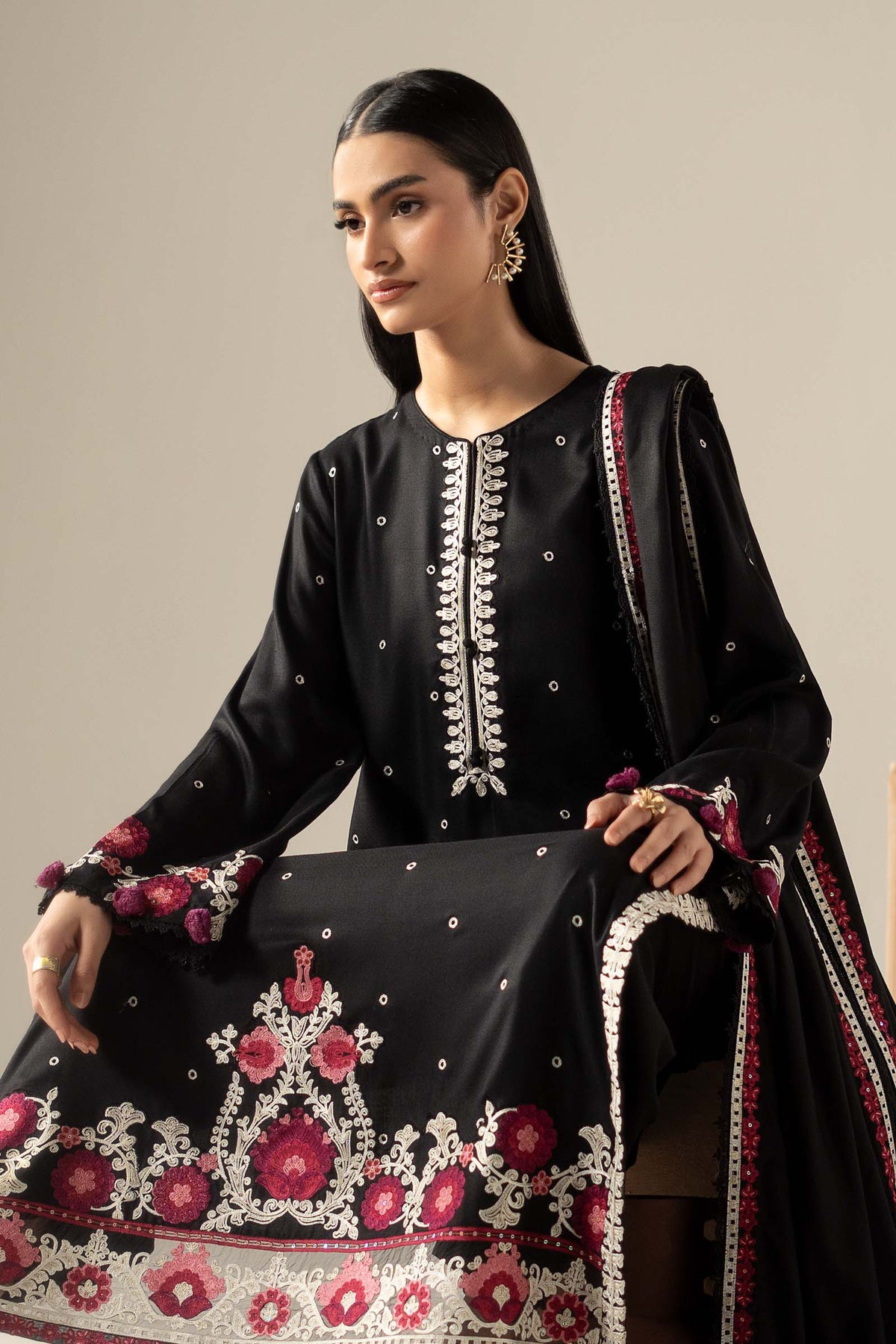 3 Piece Embroidered Marina Twill Suit