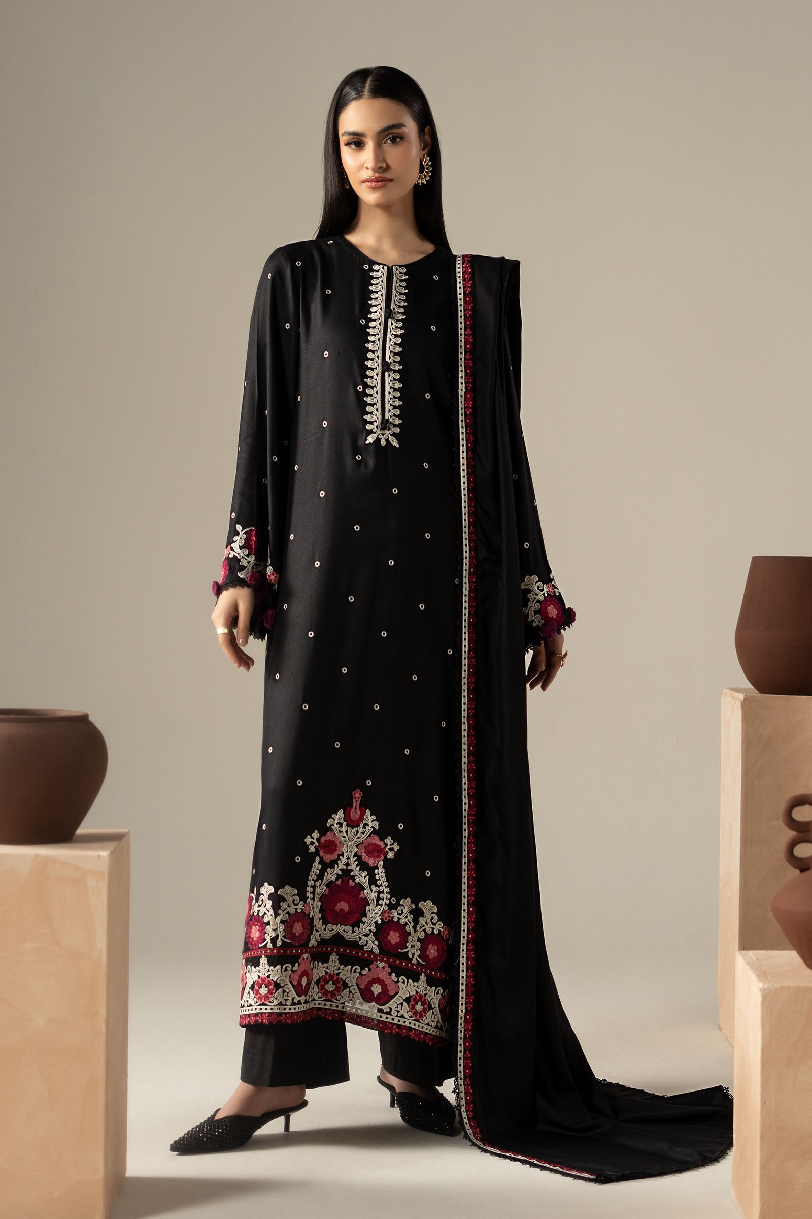 3 Piece Embroidered Marina Twill Suit