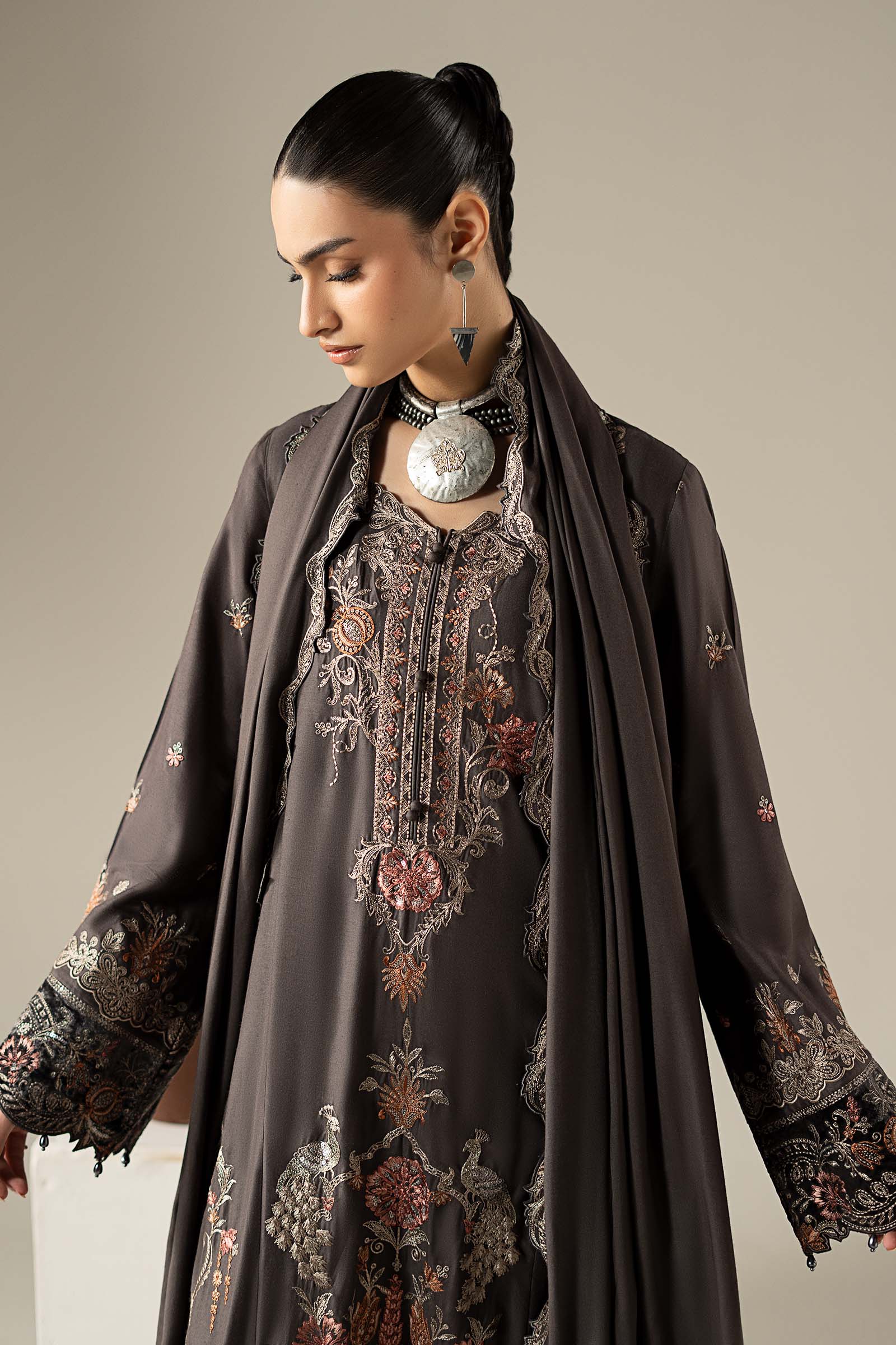 3 Piece Embroidered Linen Suit