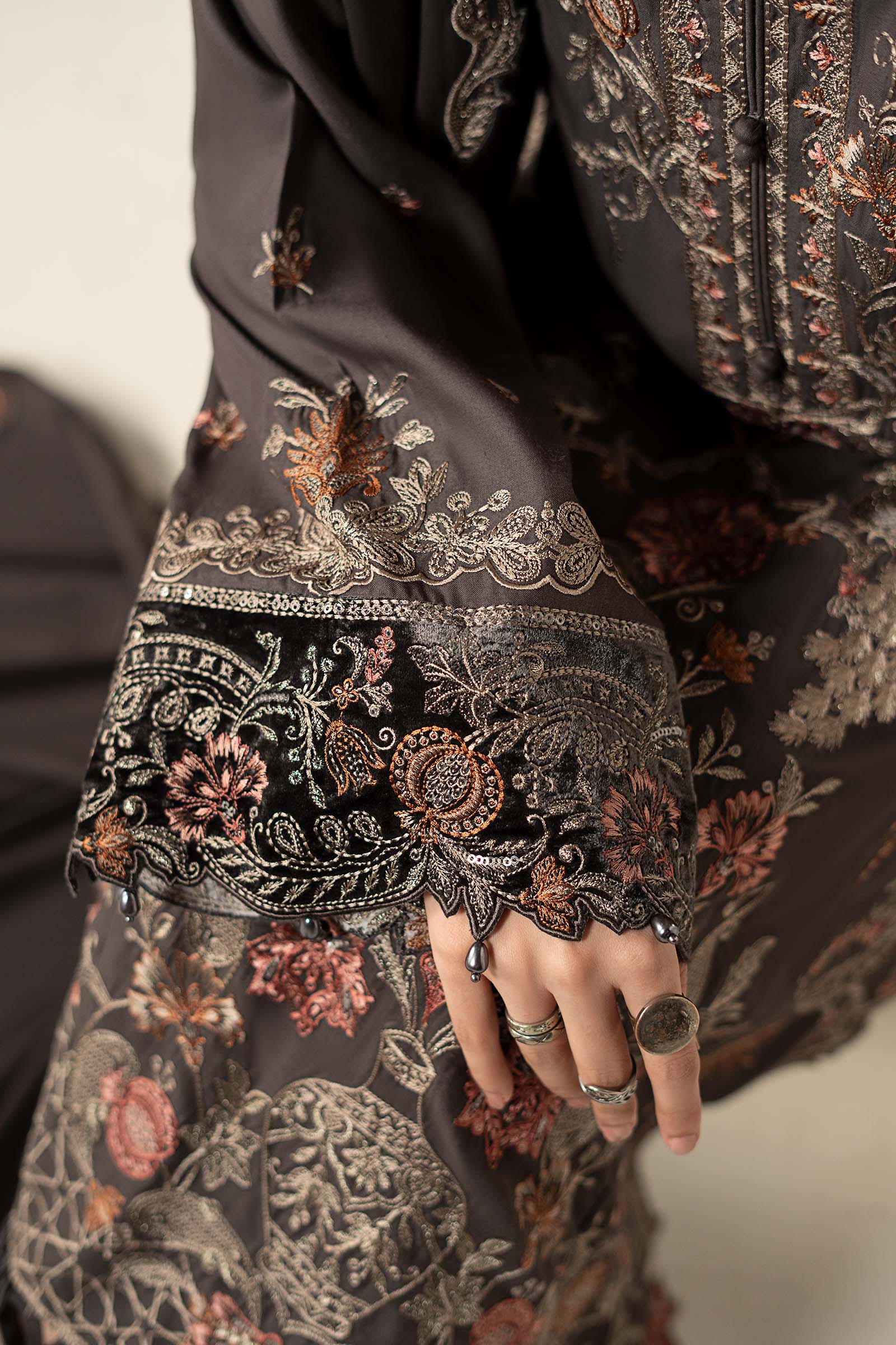 3 Piece Embroidered Linen Suit