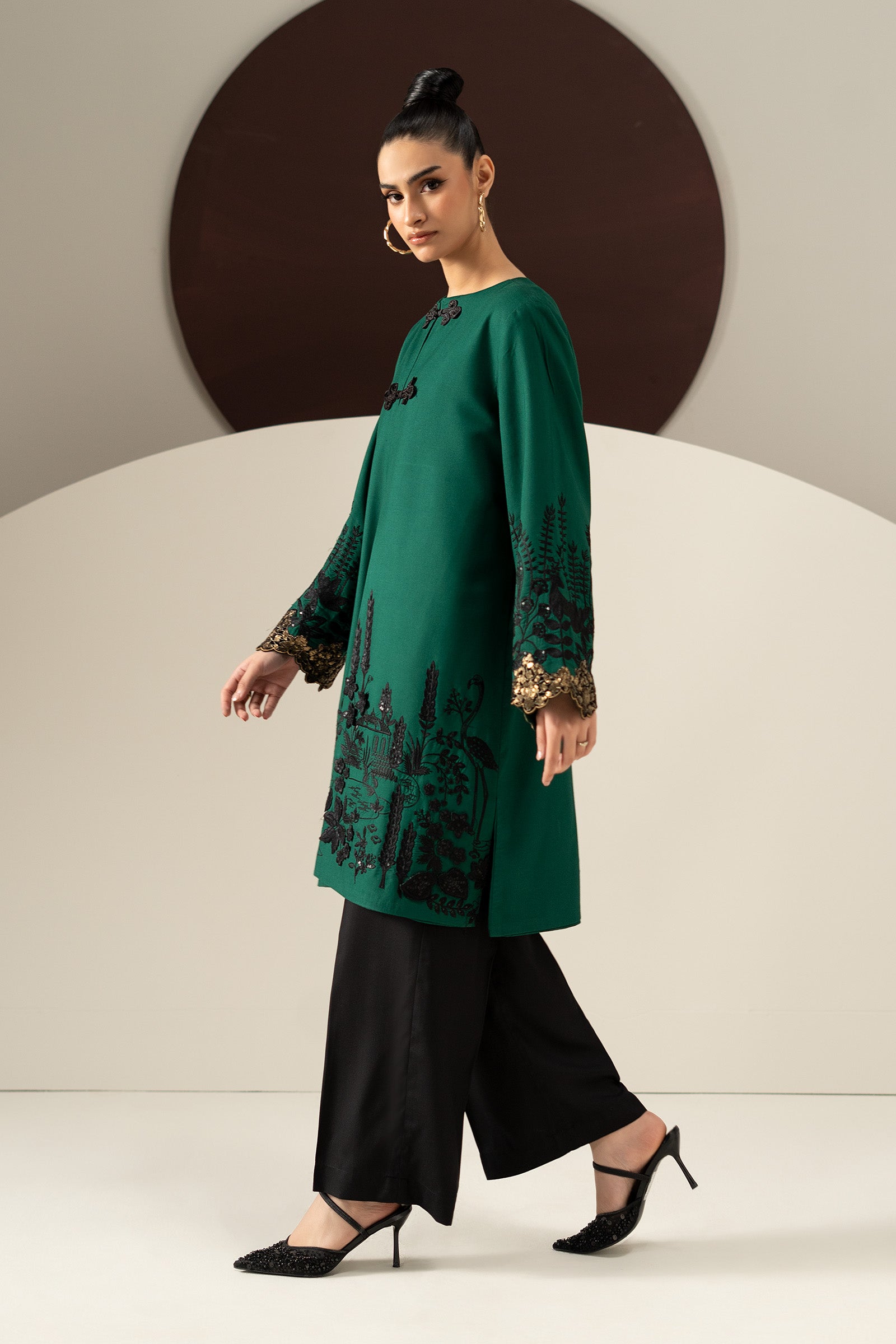 3 Piece Embroidered Linen Suit