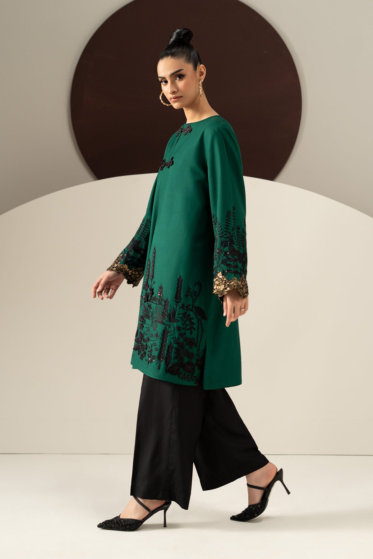 3 Piece Embroidered Linen Suit